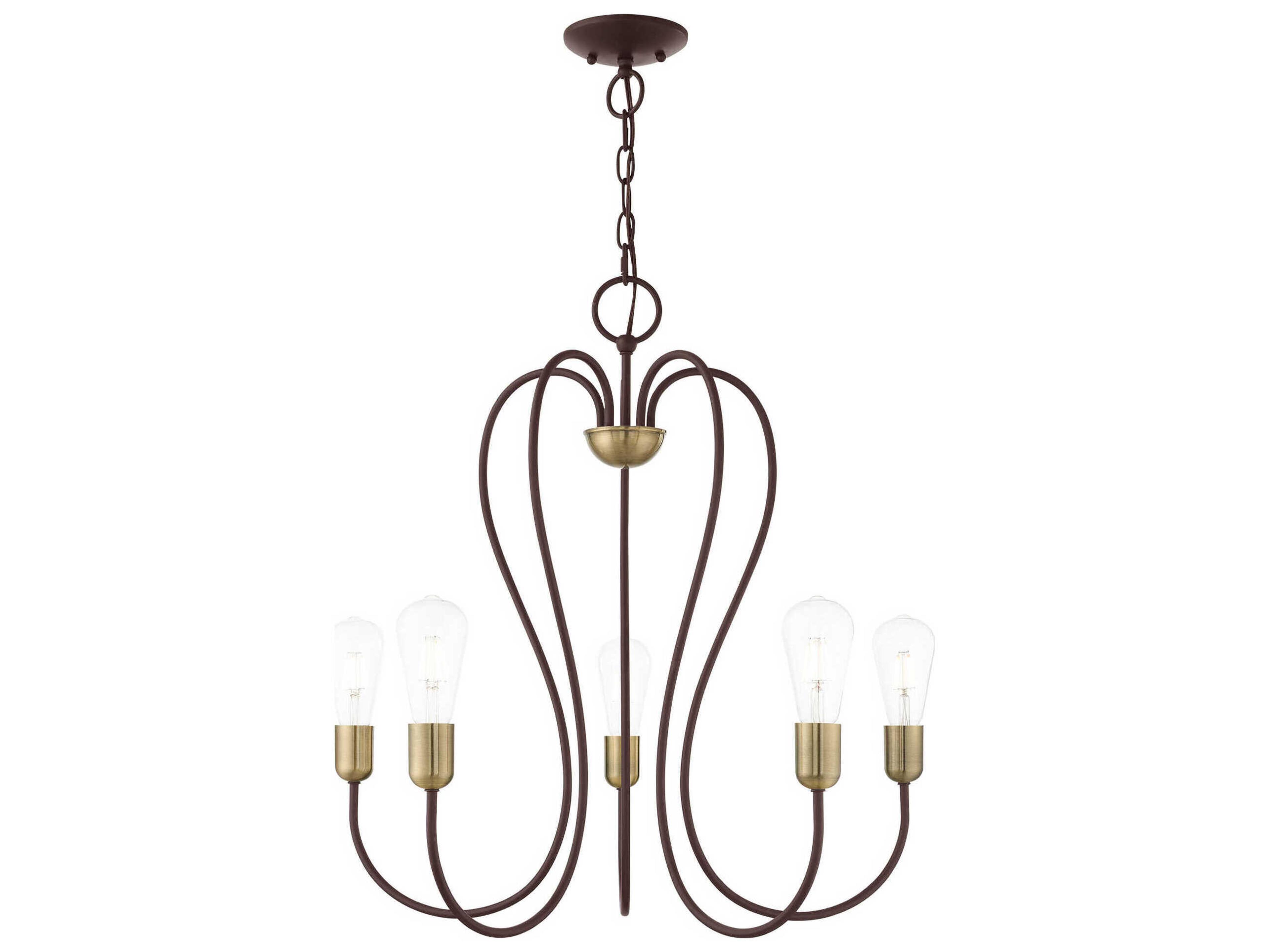 Lucerne 5-Light Bronze Antique Brass Chandelier