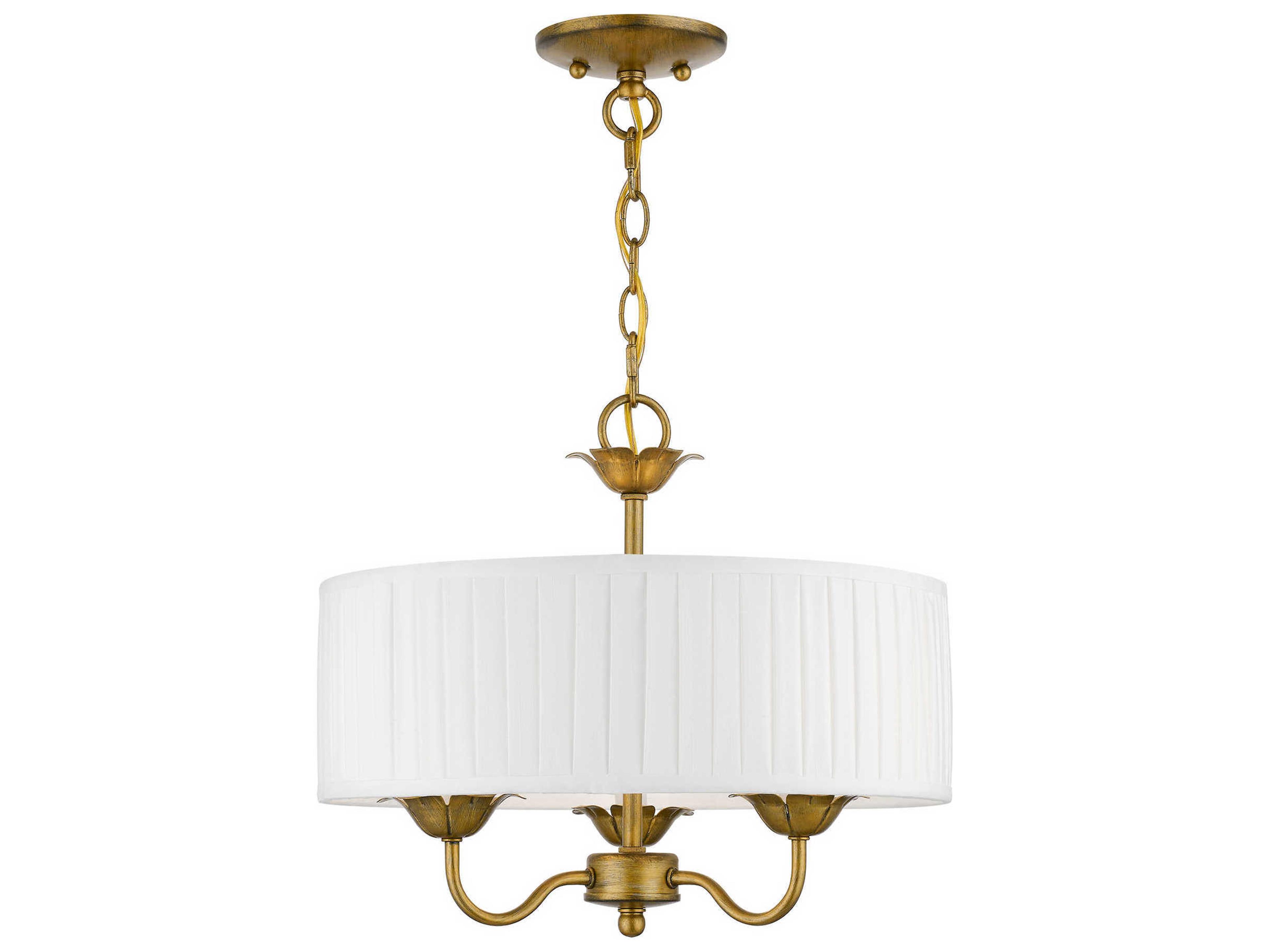 Edinburgh 3-Light Antique Gold Leaf Drum Chandelier