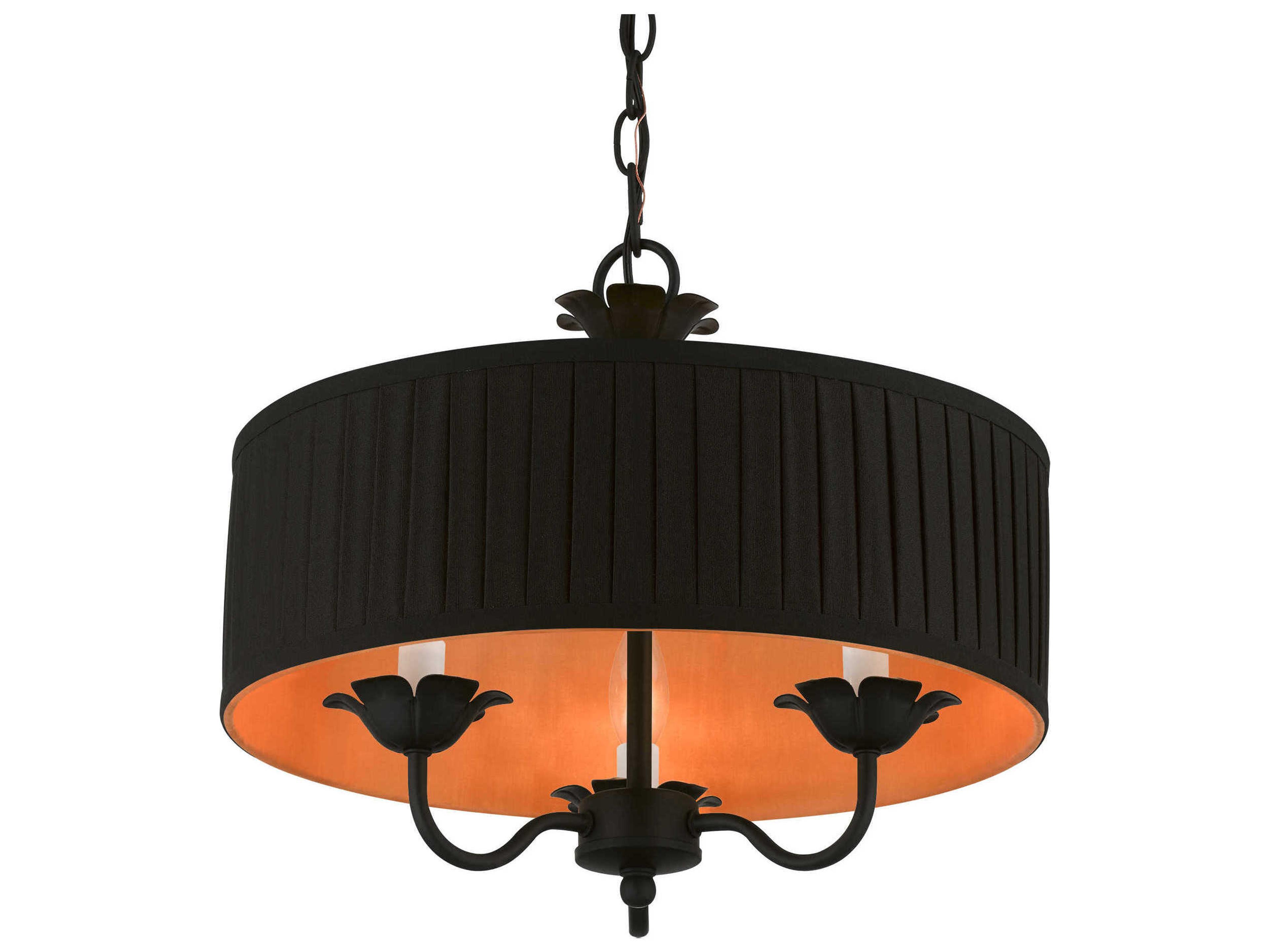 Livex Lighting Harrington 3-Light Black Drum Chandelier