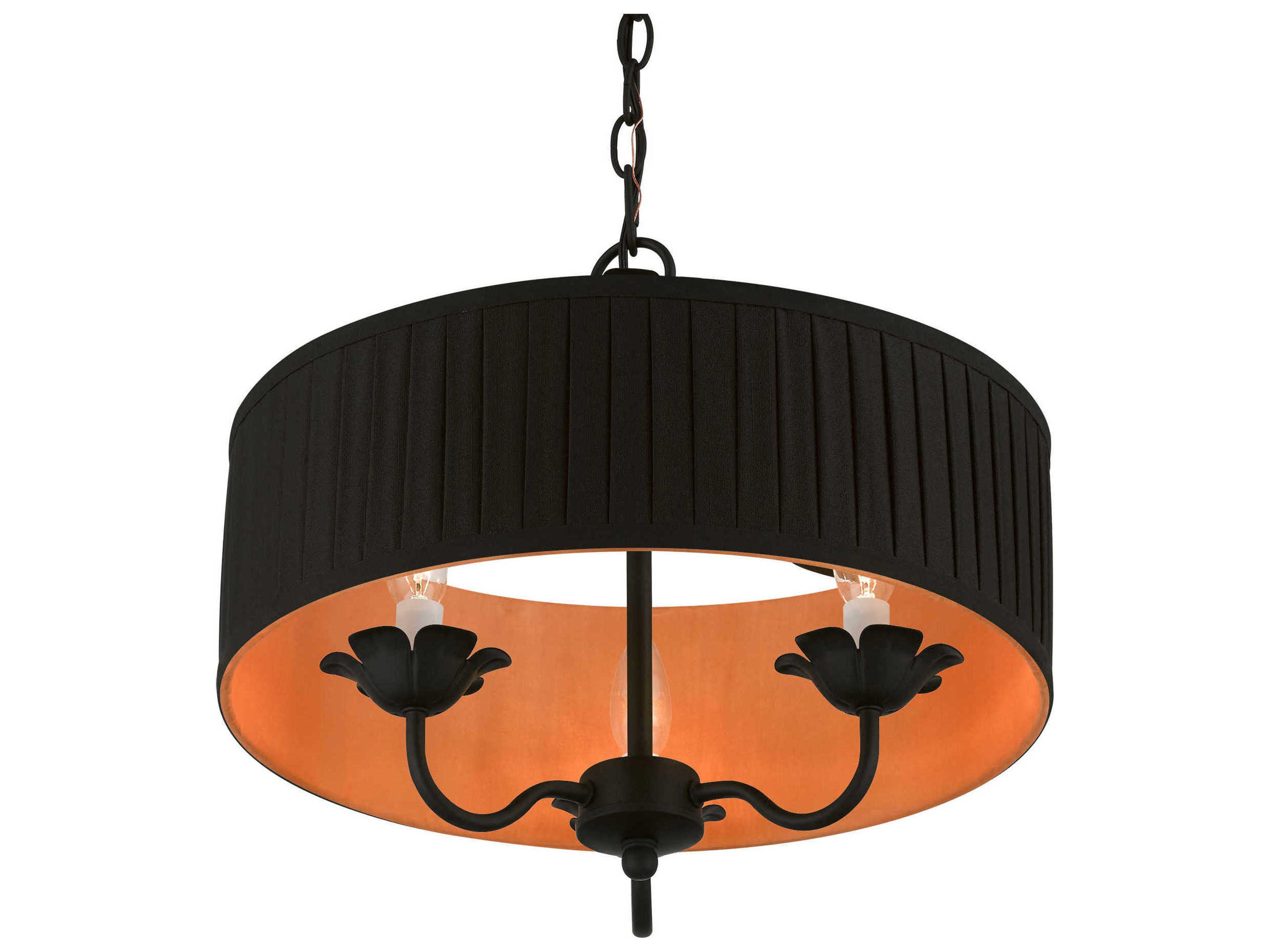 Livex Lighting Harrington 3-Light Black Drum Chandelier