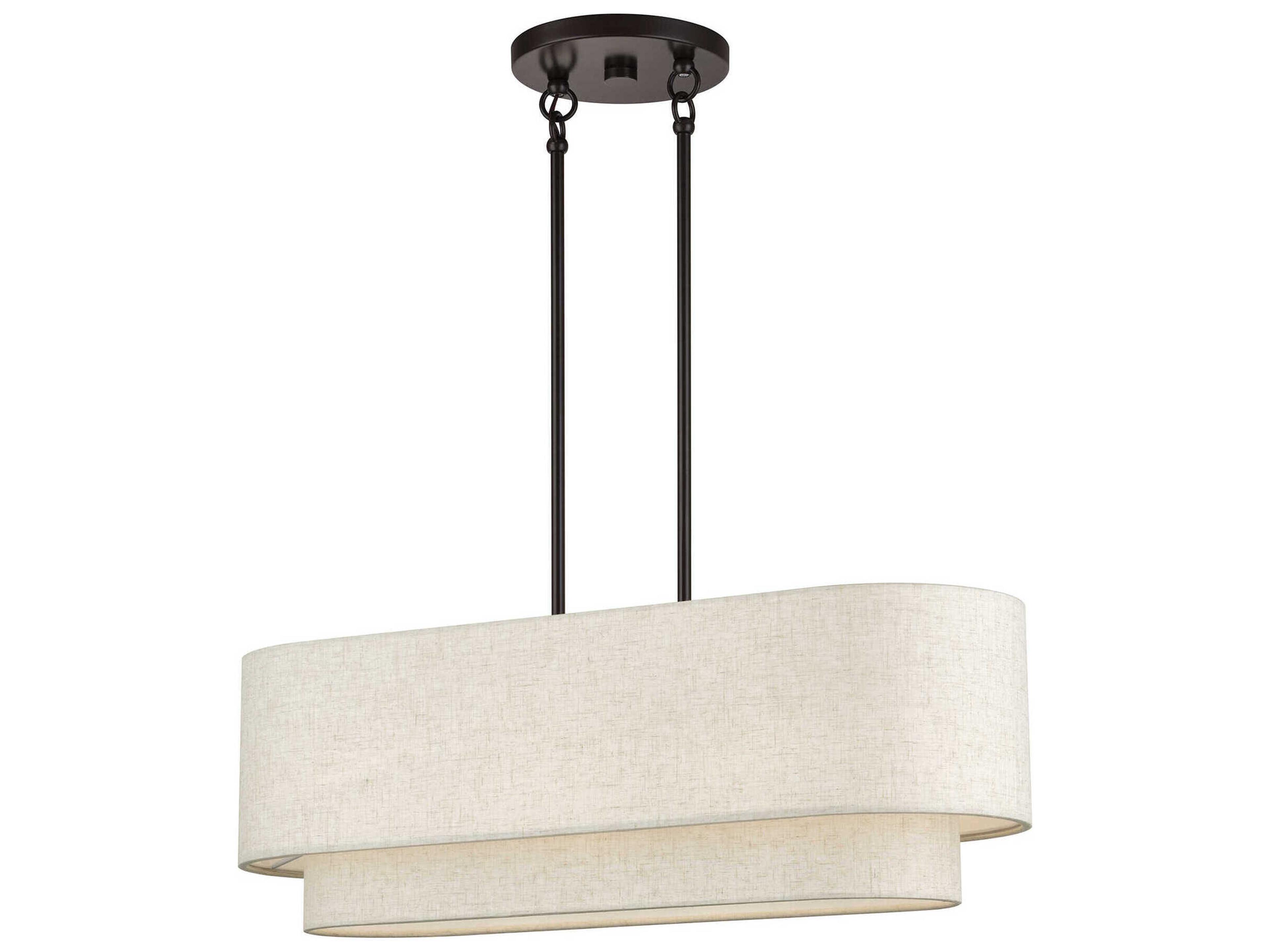 Manorwood 3-Light English Bronze Drum Linear Island Pendant