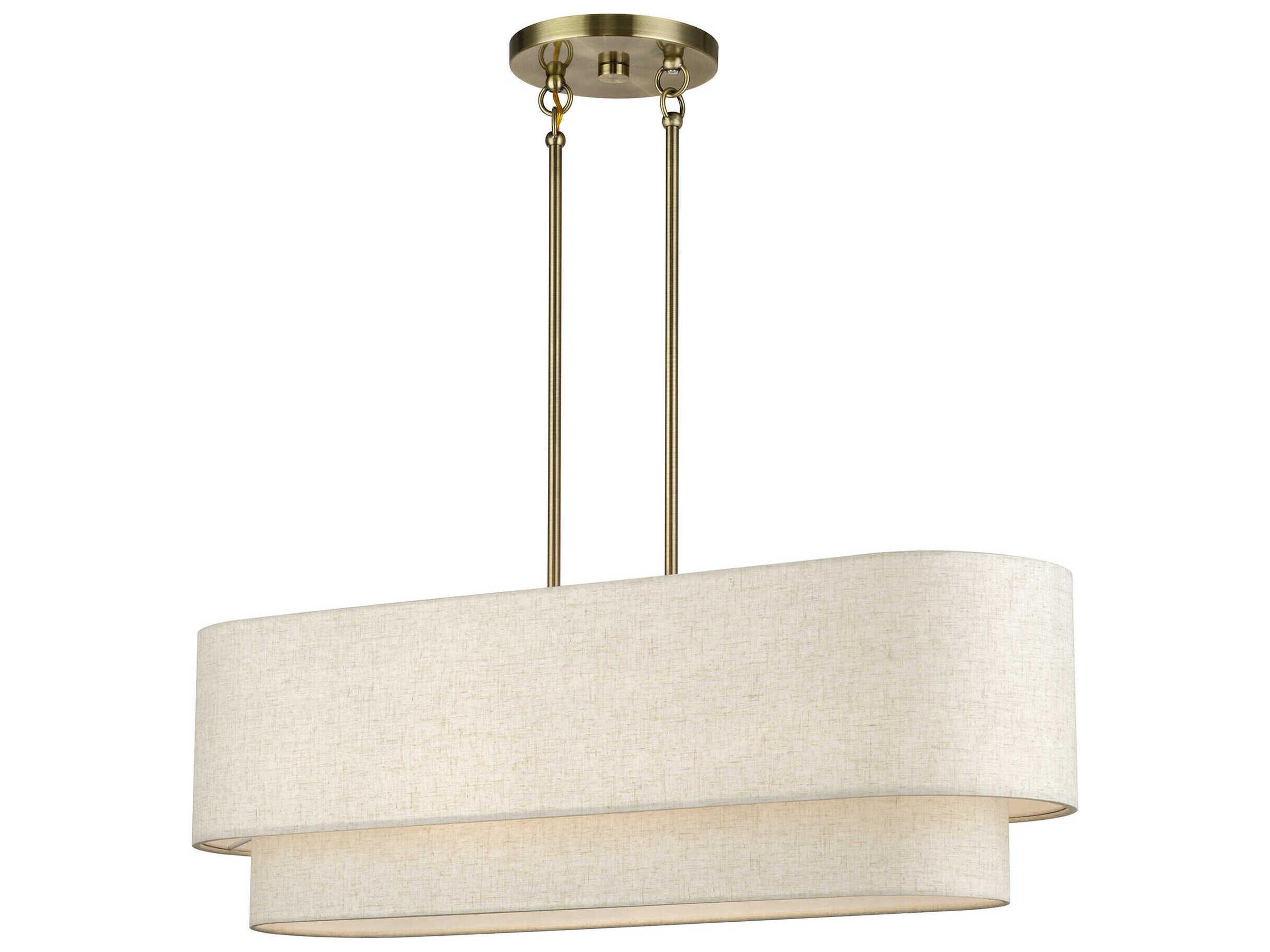 Manorwood 4-Light Antique Brass Drum Linear Island Pendant