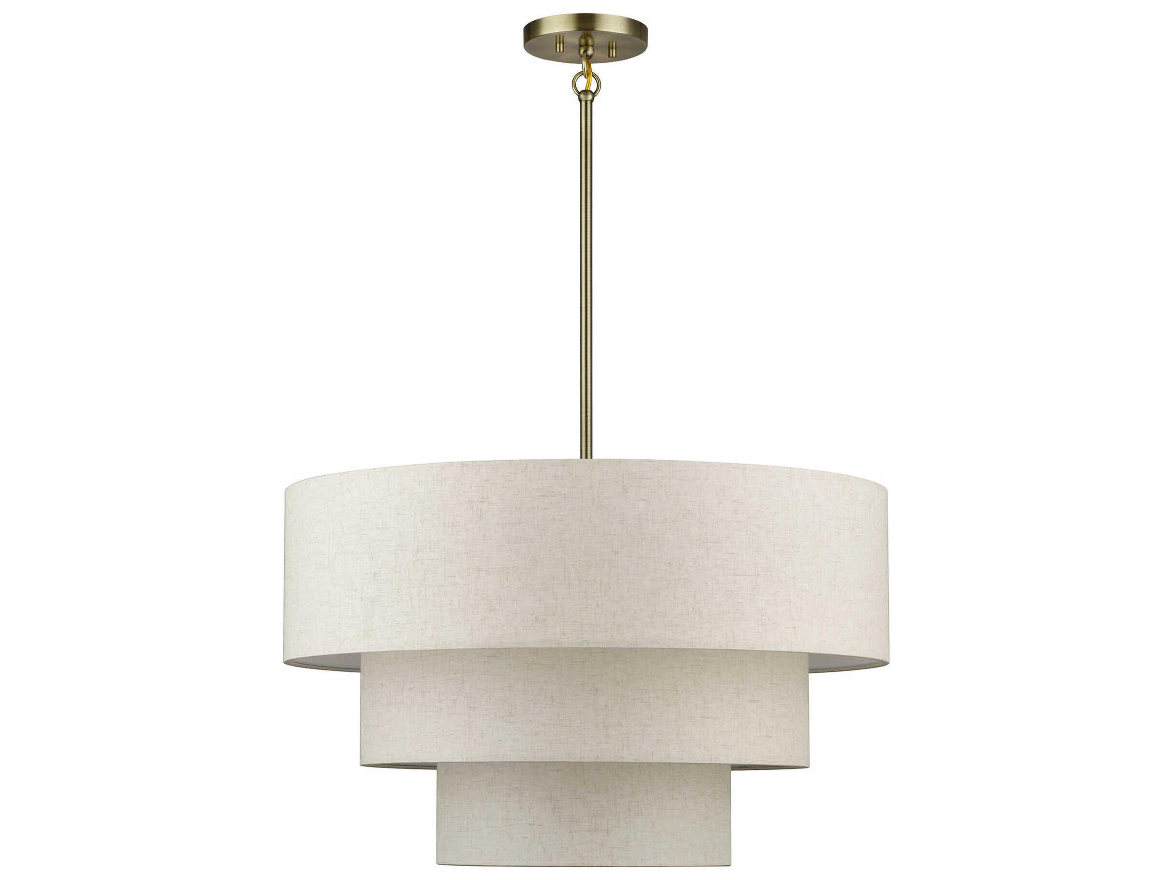 Livex Lighting Manorwood 5-Light Antique Brass Drum Tiered Pendant