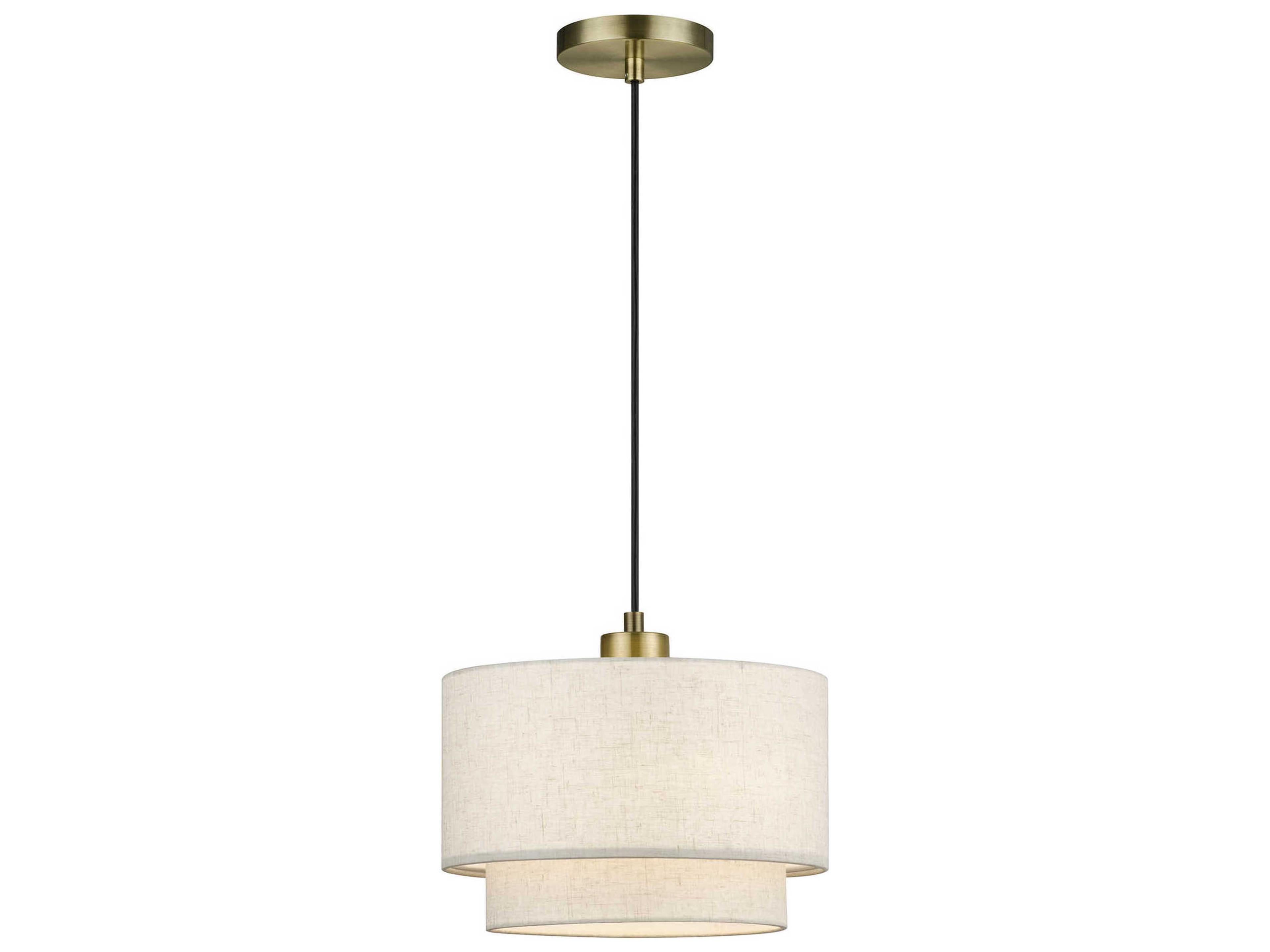 Manorwood 1-Light Antique Brass Gray Round Mini Pendant
