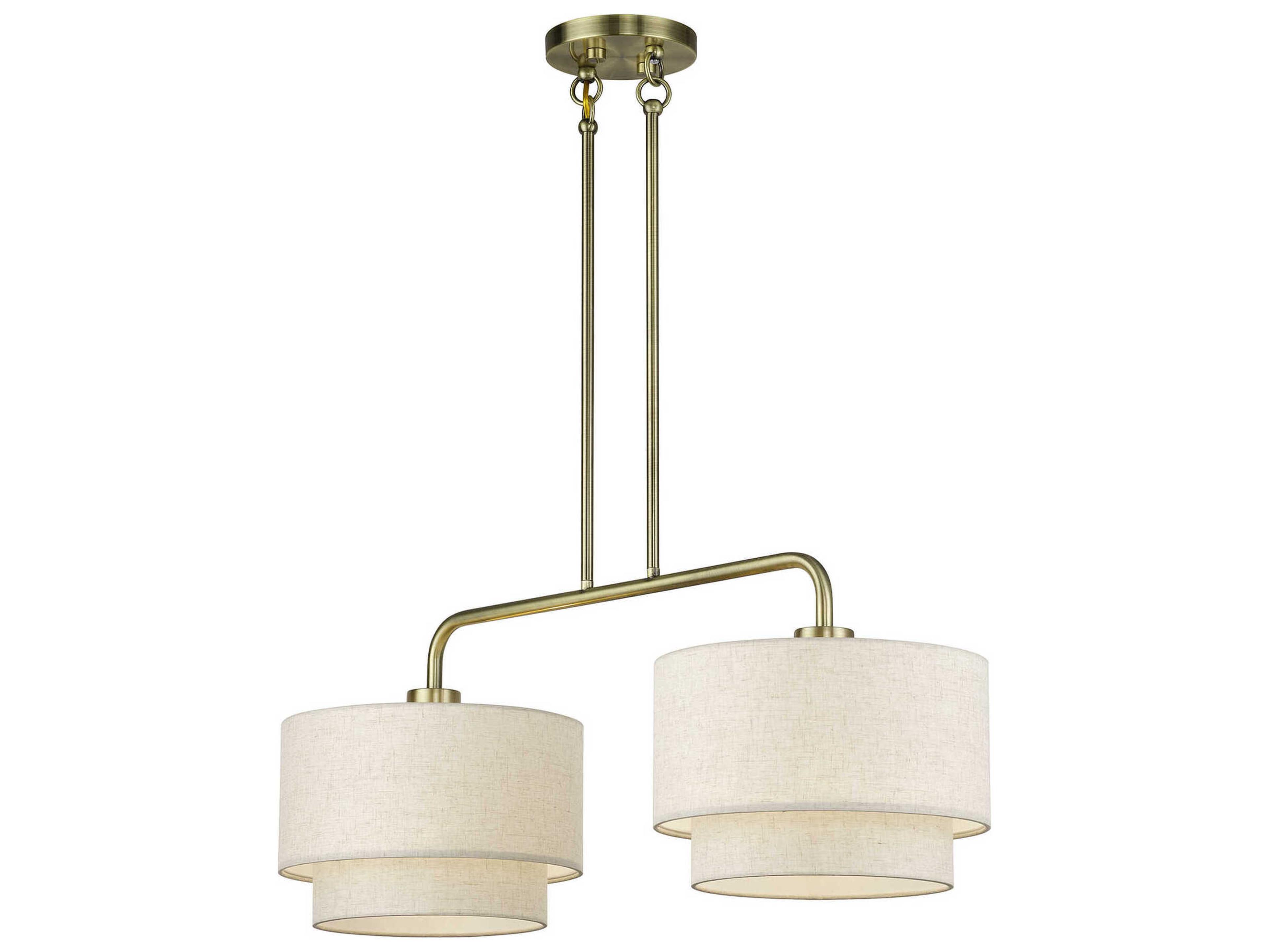 Manorwood 2-Light Antique Brass Drum Linear Island Pendant