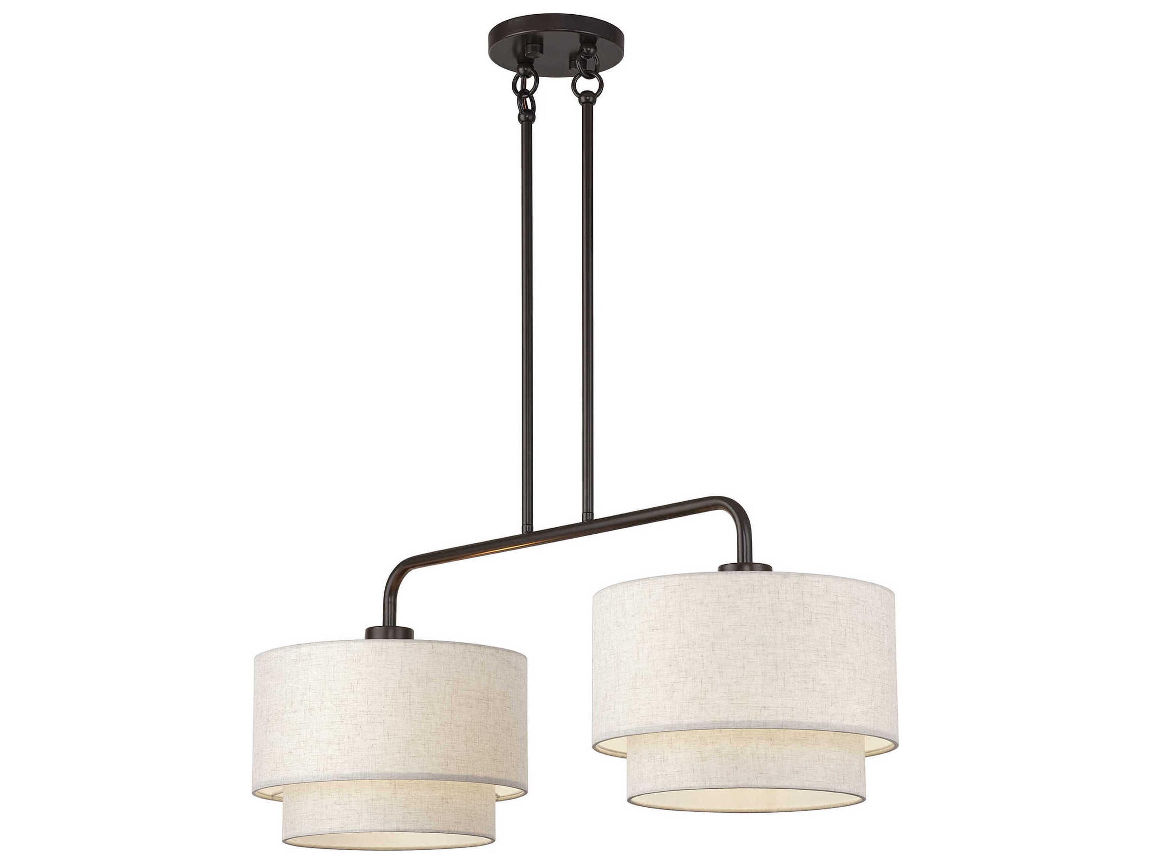 Manorwood 2-Light English Bronze Drum Island Pendant