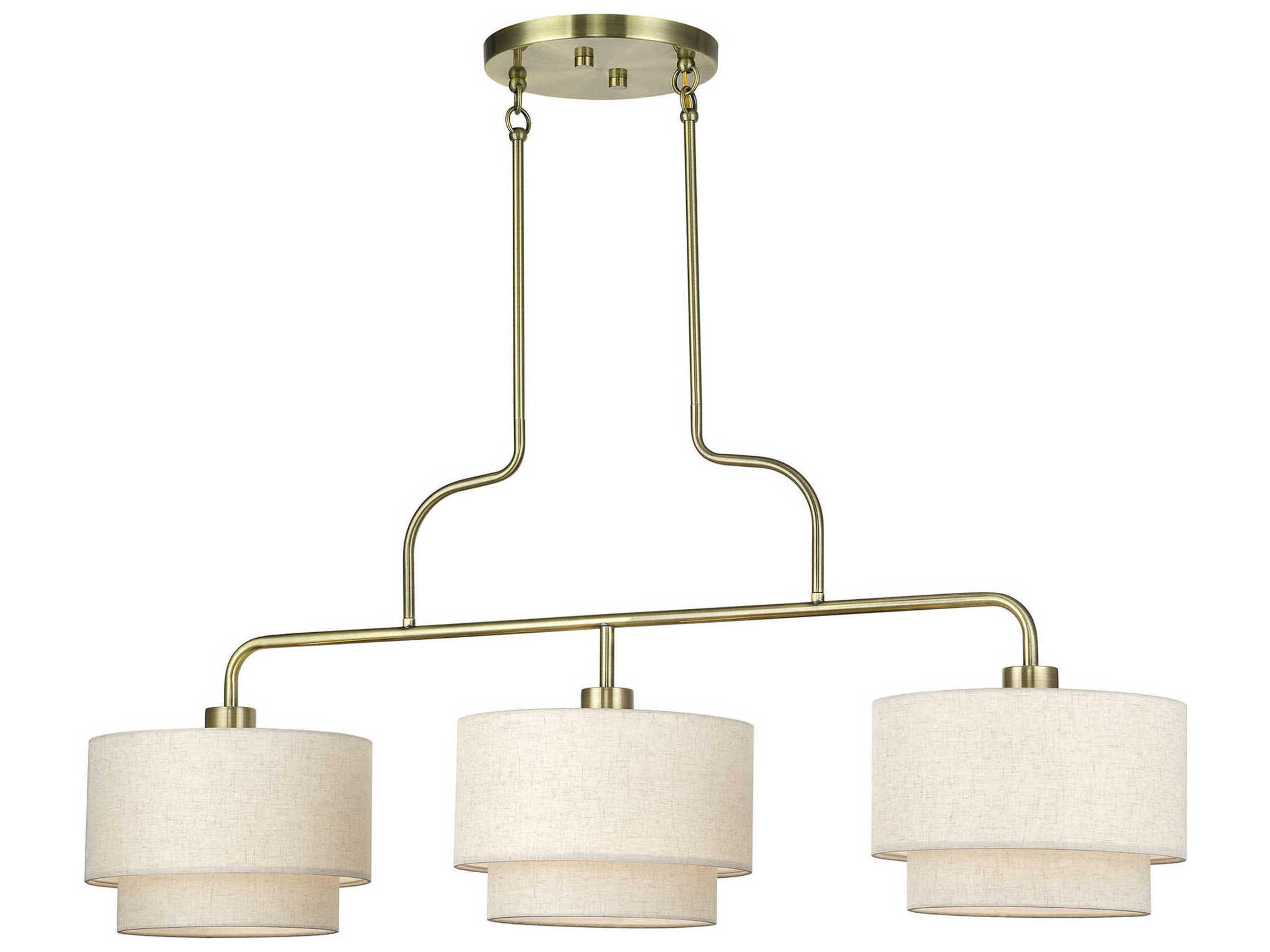 Manorwood 3-Light Antique Brass Drum Island Pendant