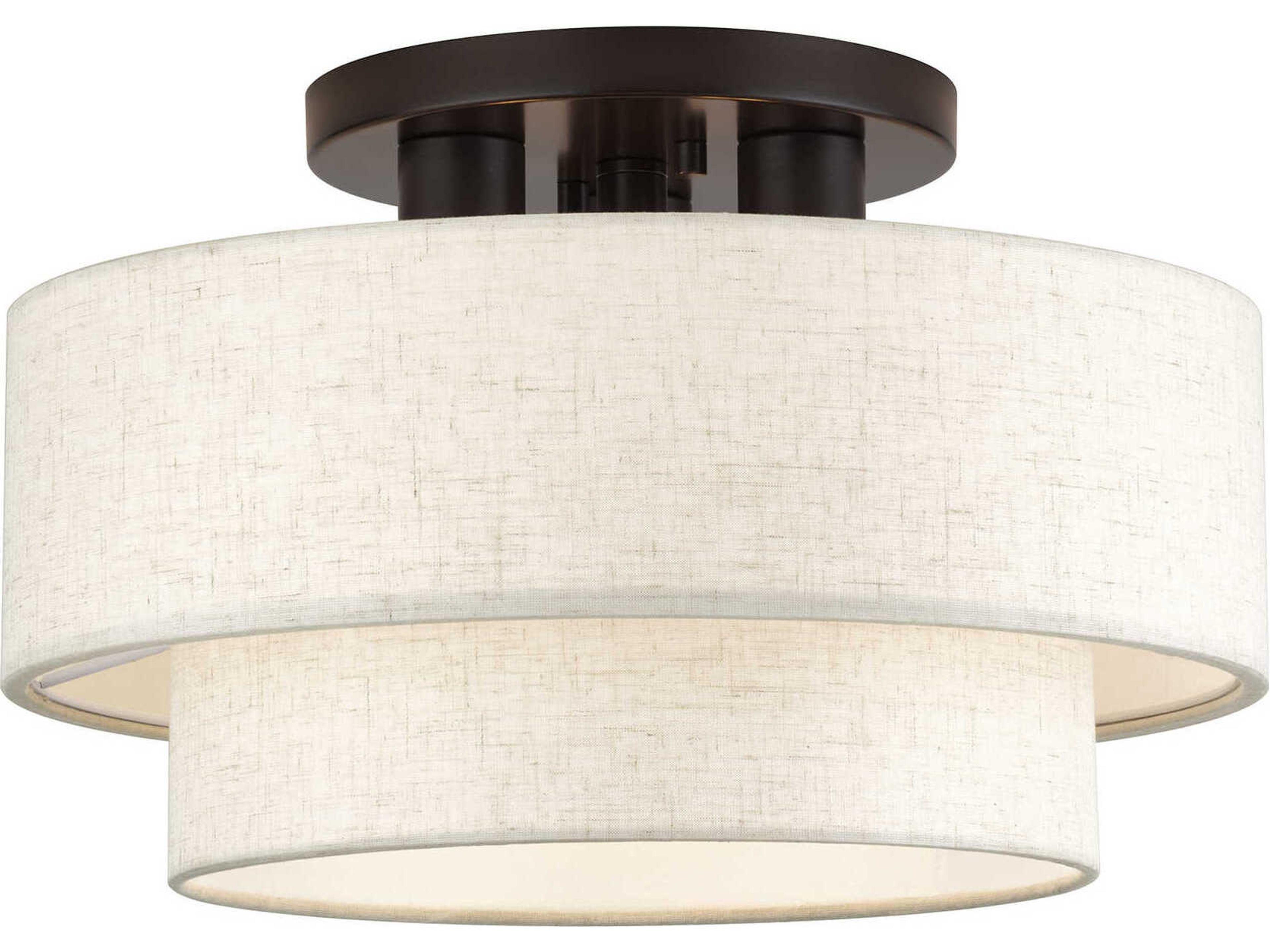 Manorwood 3-Light English Bronze Drum Semi Flush Mount