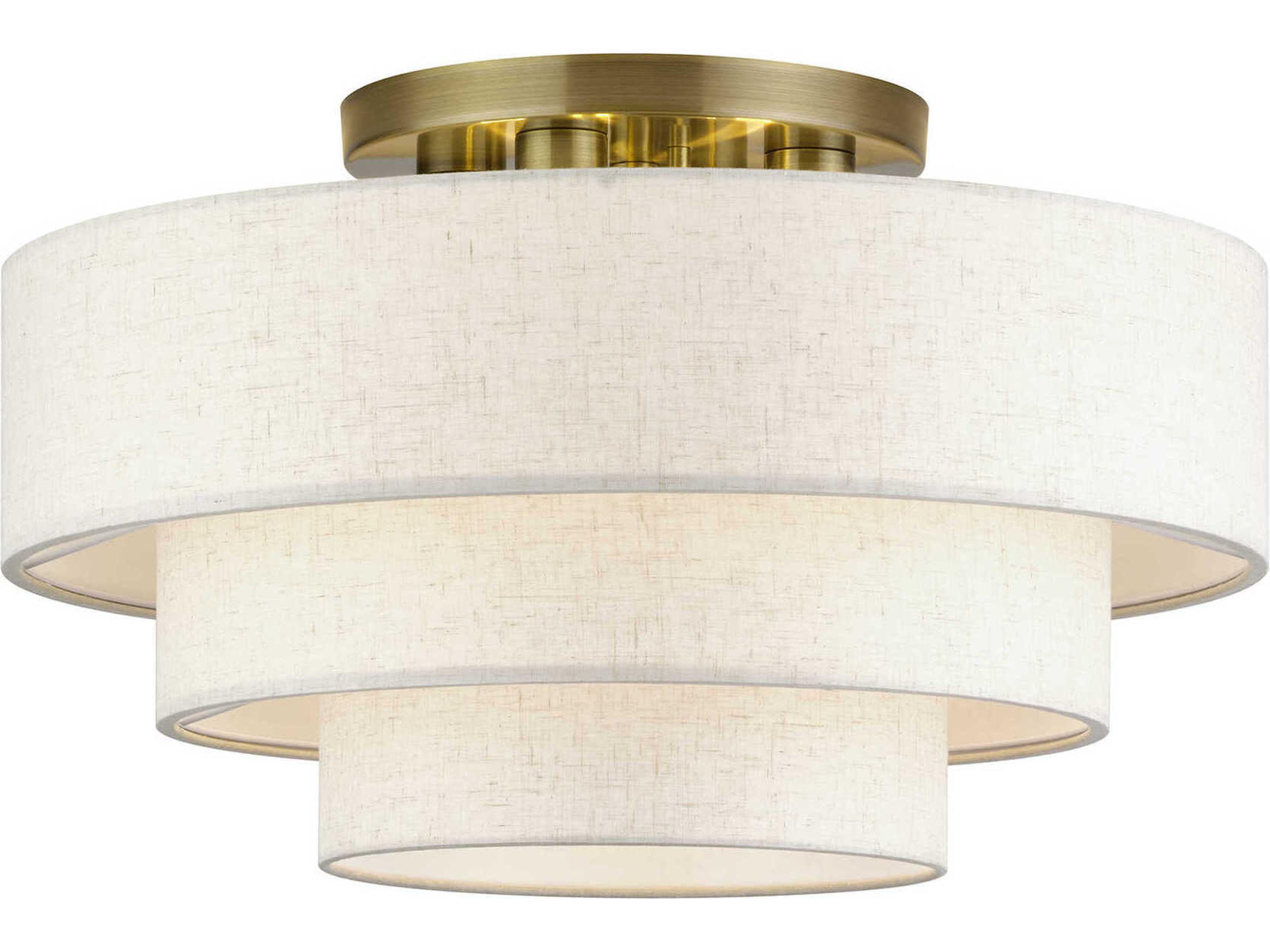 Manorwood 4-Light Antique Brass Drum Semi Flush Mount