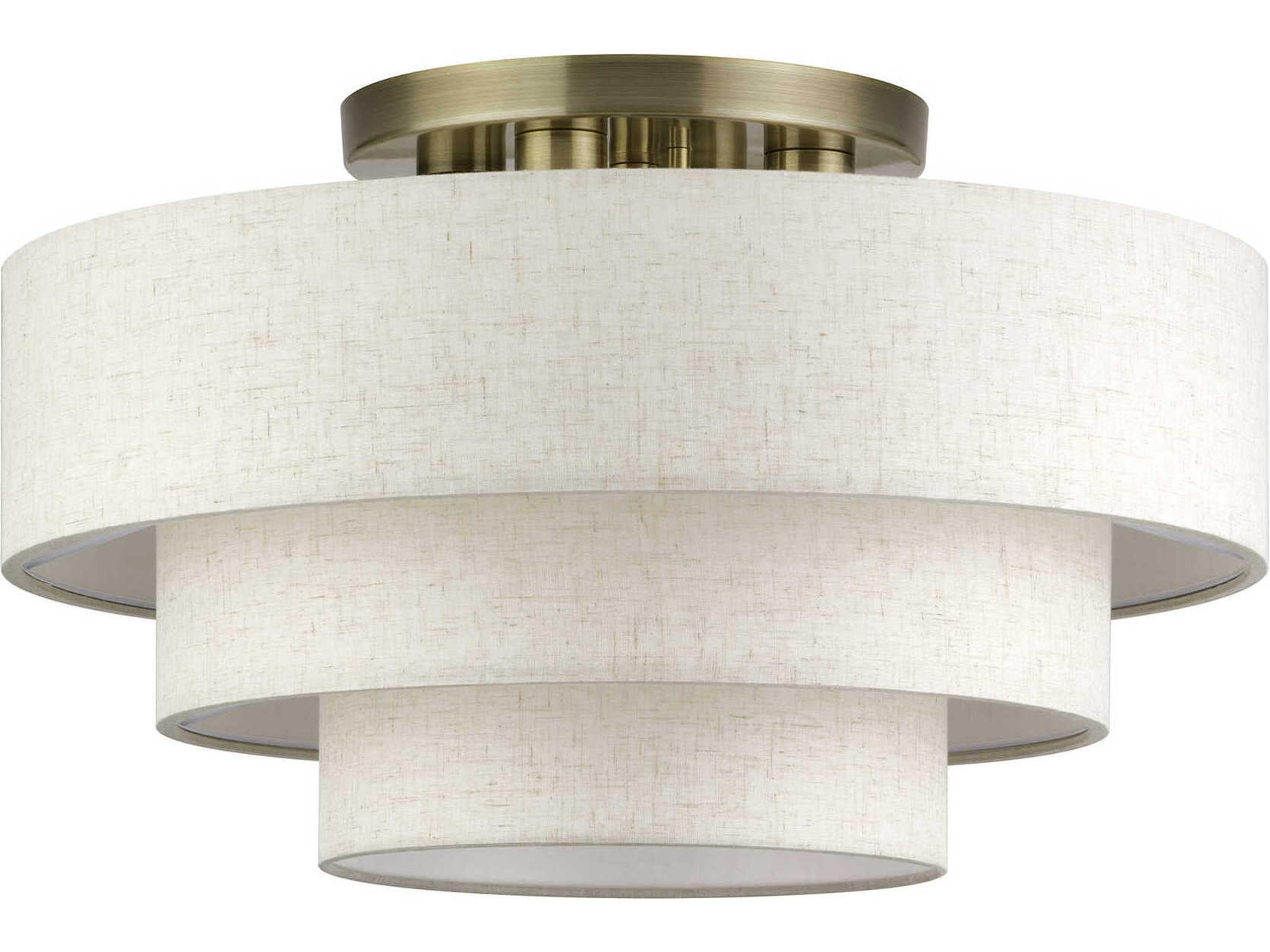 Livex Lighting Manorwood 4-Light Antique Brass Drum Semi Flush Mount