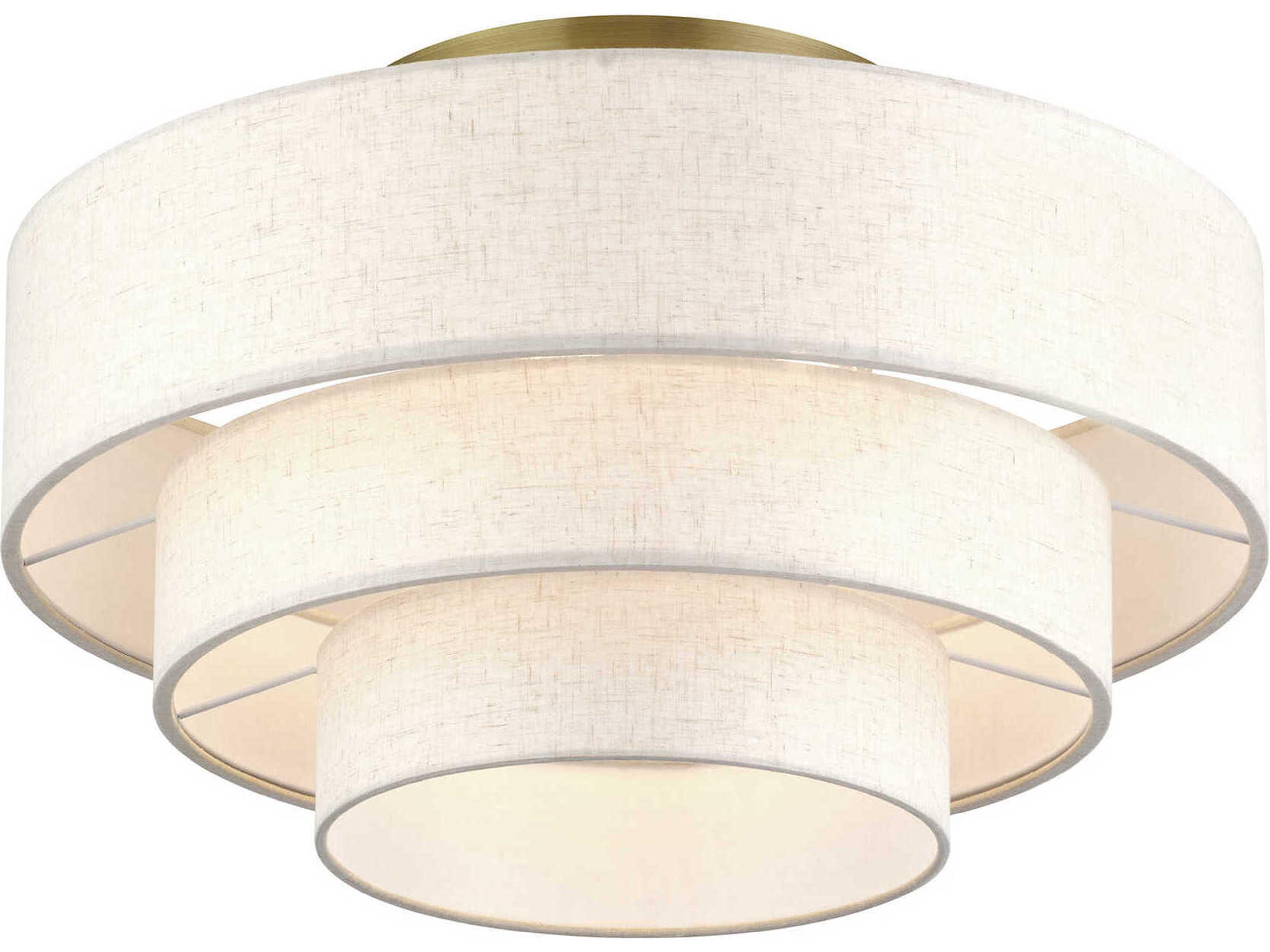 Livex Lighting Manorwood 4-Light Antique Brass Drum Semi Flush Mount