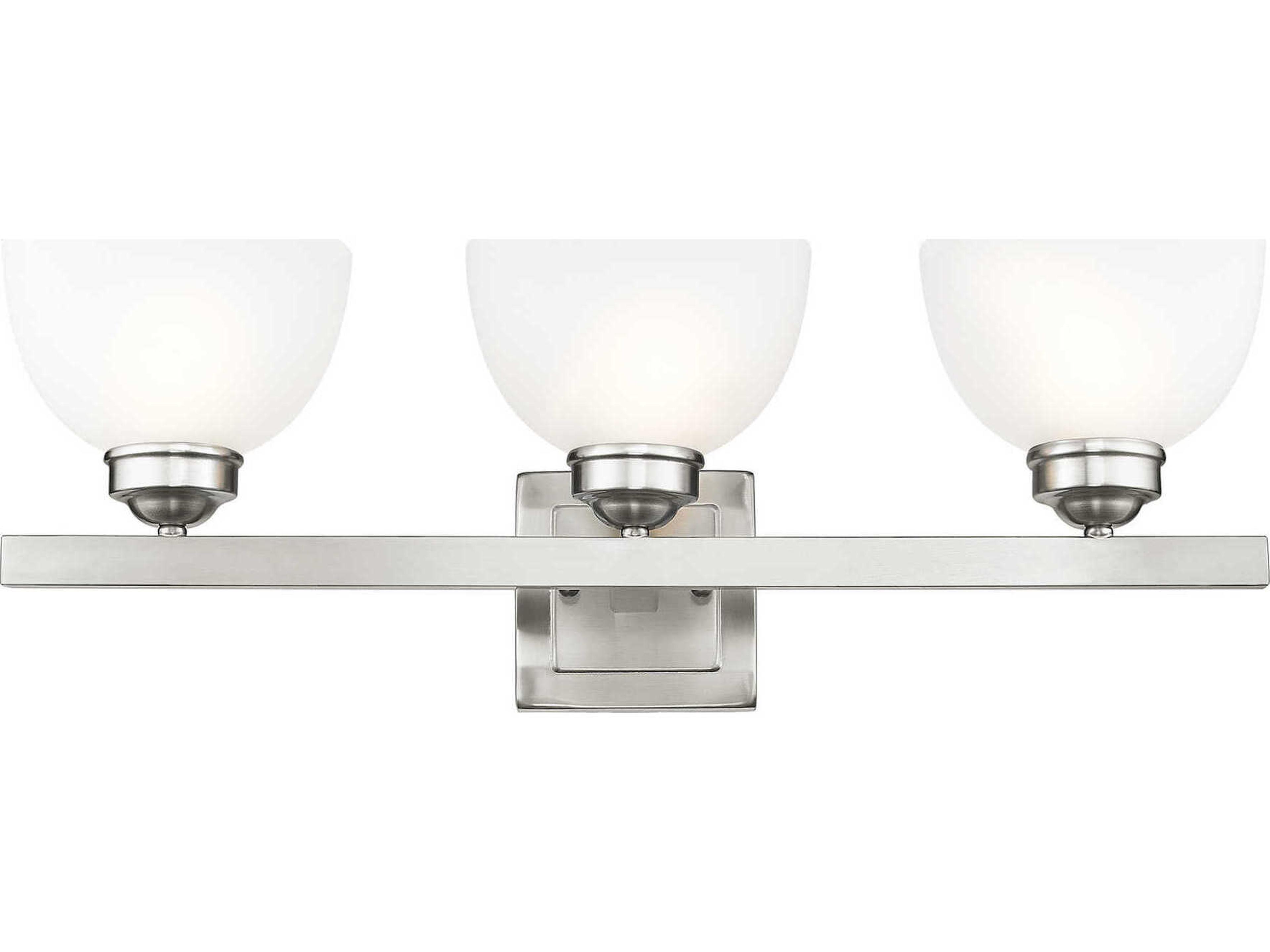Livex Lighting Somerset 3-Light Brushed Nickel Glass Vanity Light
