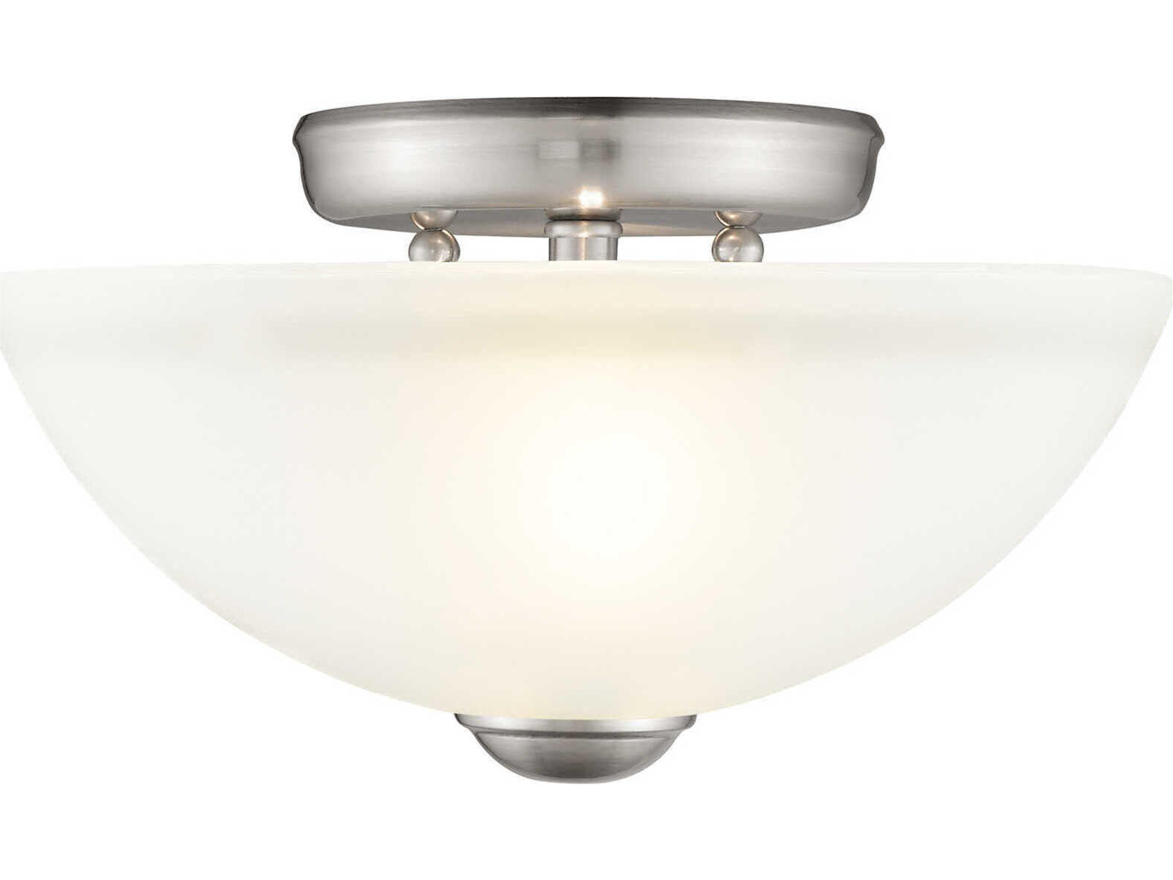 Somerset 2-Light Brushed Nickel Glass Bowl Geometric Semi Flush Mount