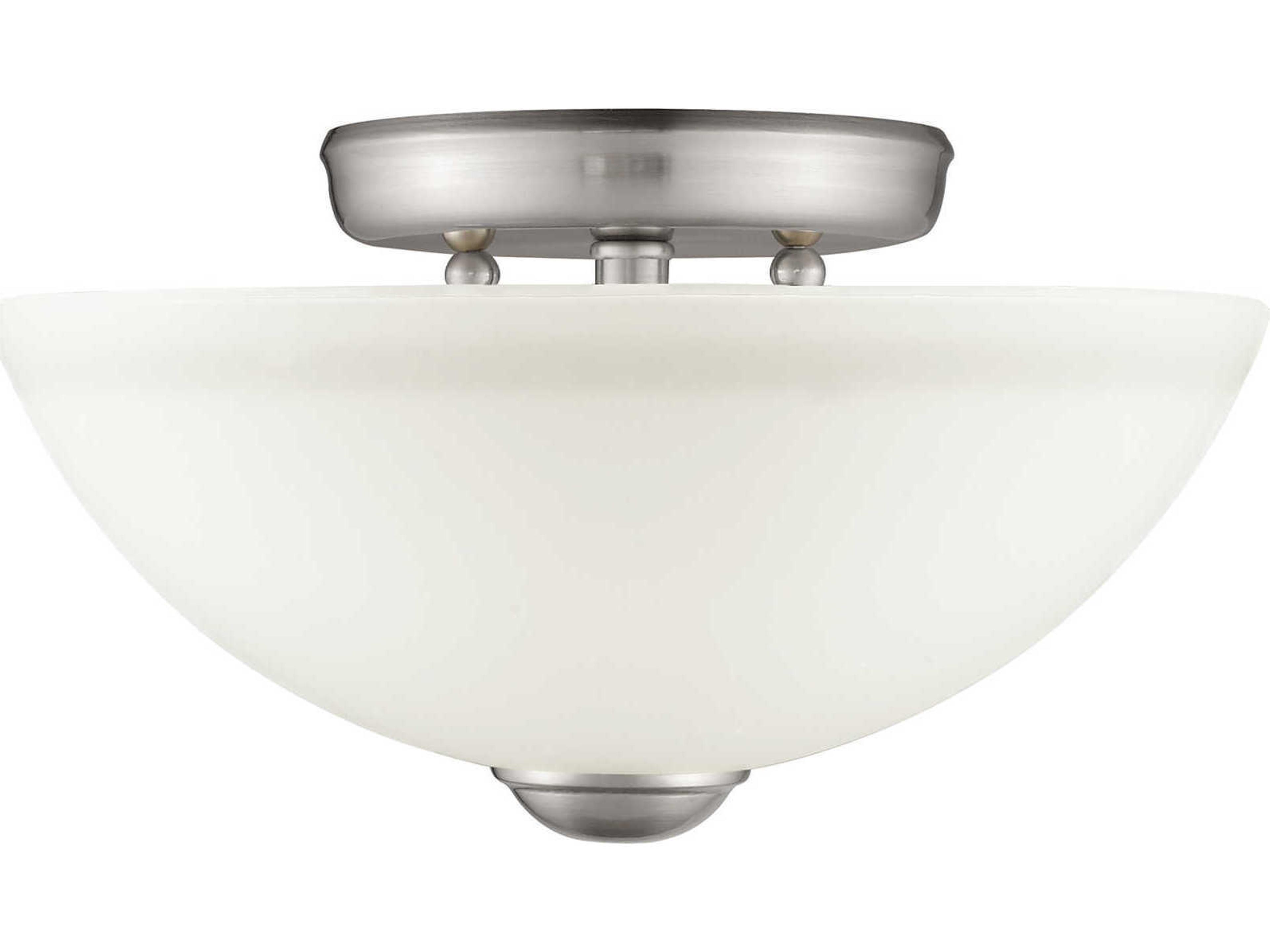 Livex Lighting Somerset 2-Light Brushed Nickel Glass Bowl Geometric Semi Flush Mount