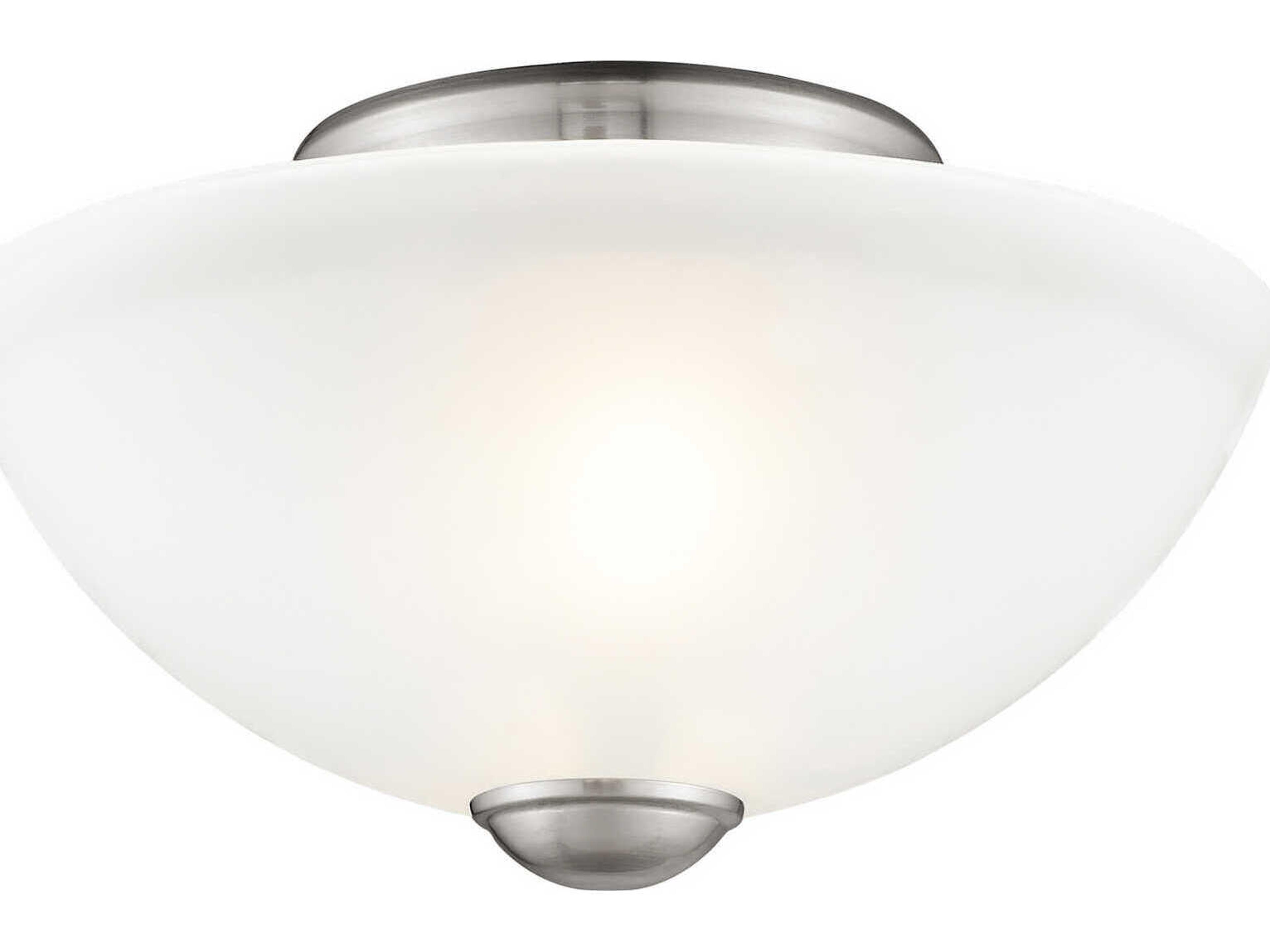 Livex Lighting Somerset 2-Light Brushed Nickel Glass Bowl Geometric Semi Flush Mount