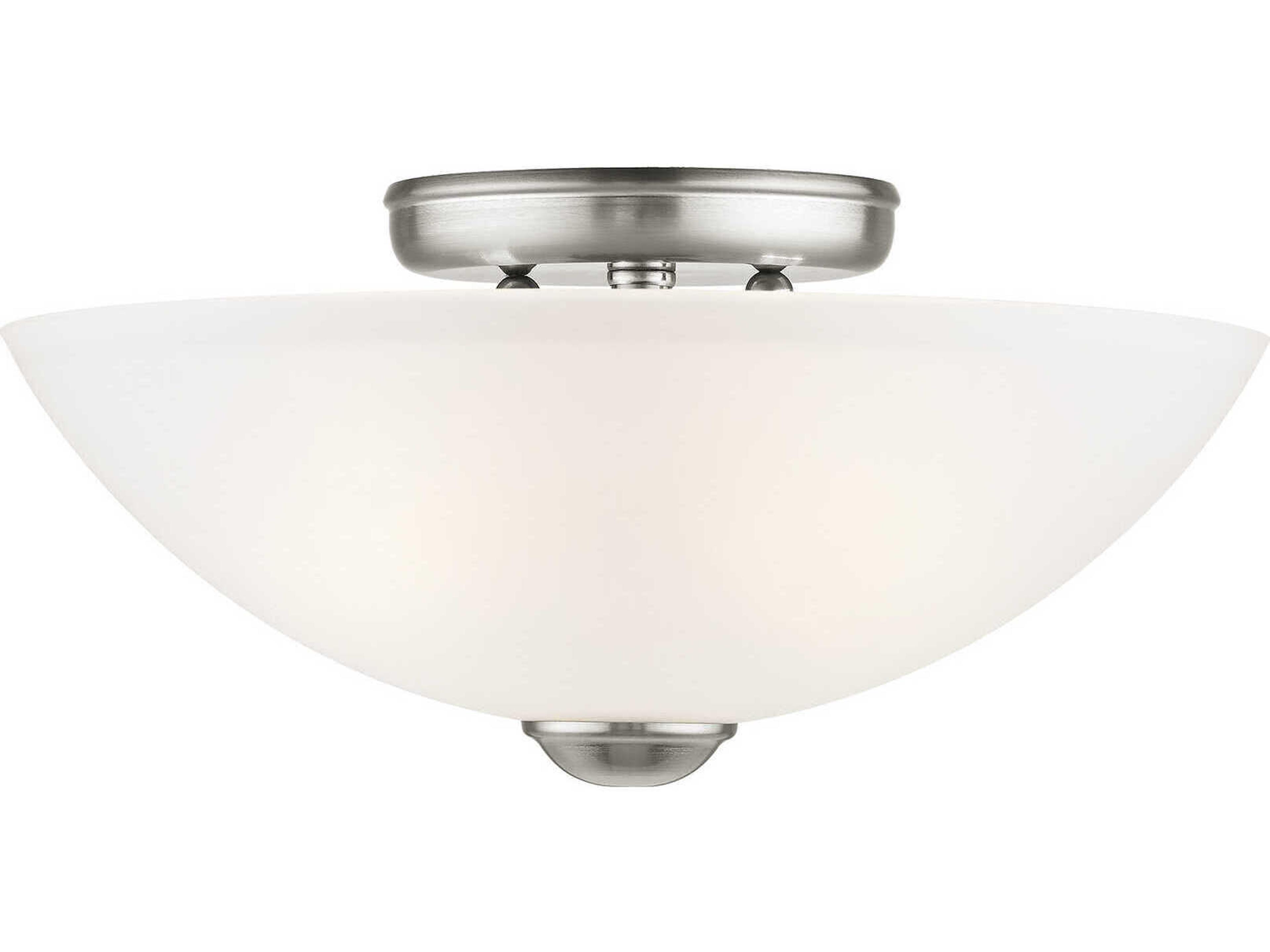 Somerset 2-Light Brushed Nickel Glass Bowl Geometric Semi Flush Mount