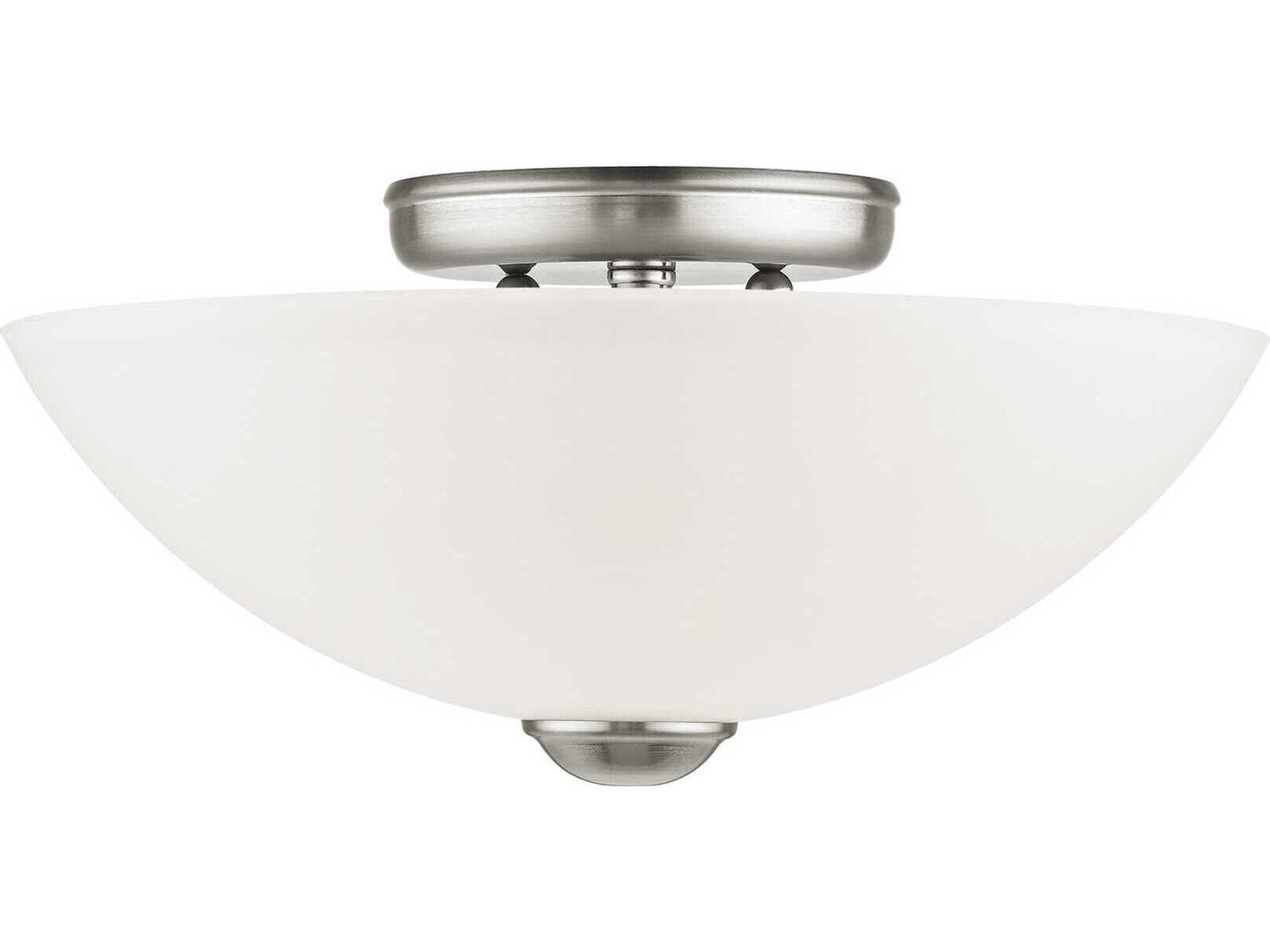 Livex Lighting Somerset 2-Light Brushed Nickel Glass Bowl Geometric Semi Flush Mount