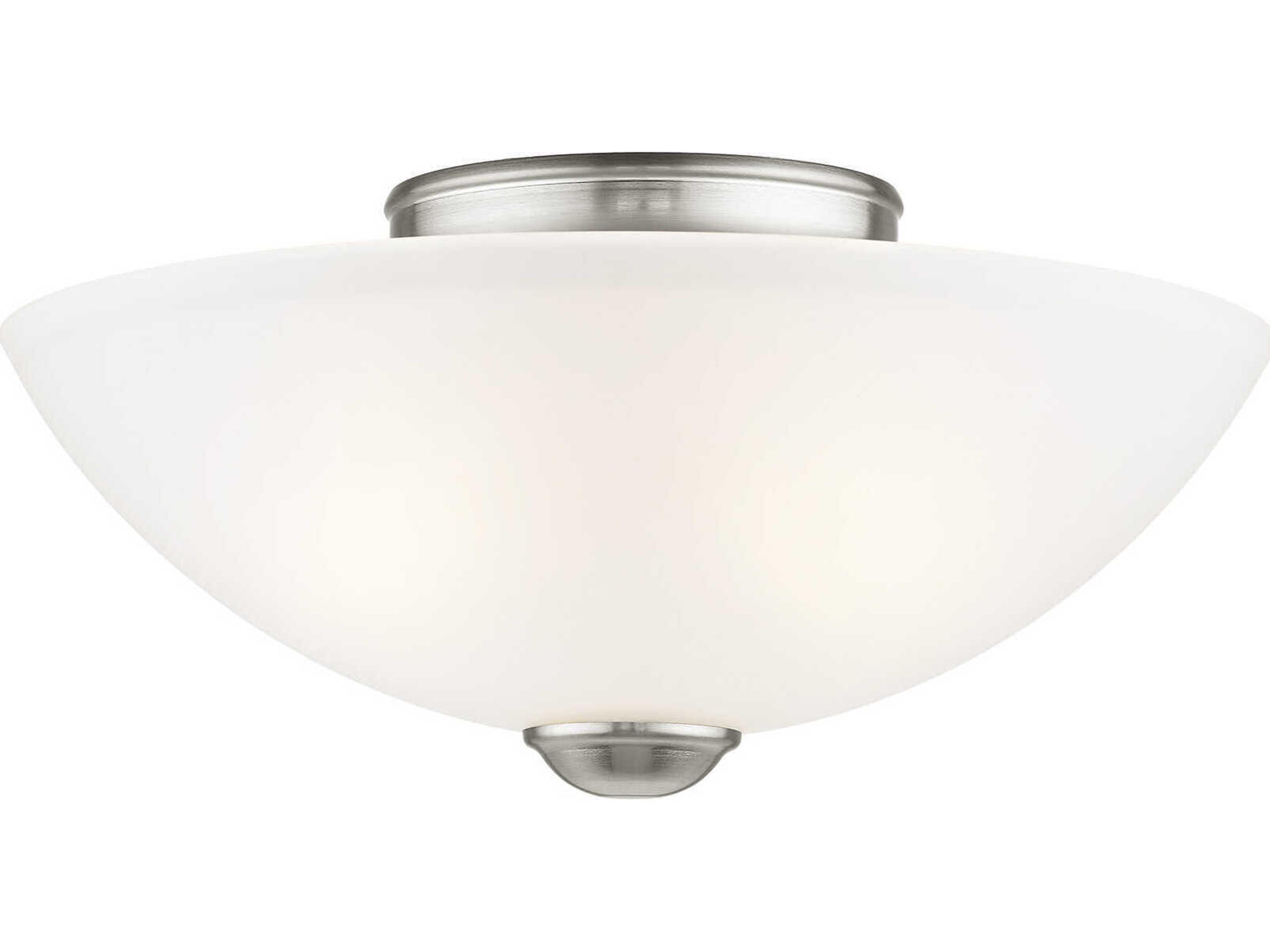 Livex Lighting Somerset 2-Light Brushed Nickel Glass Bowl Geometric Semi Flush Mount