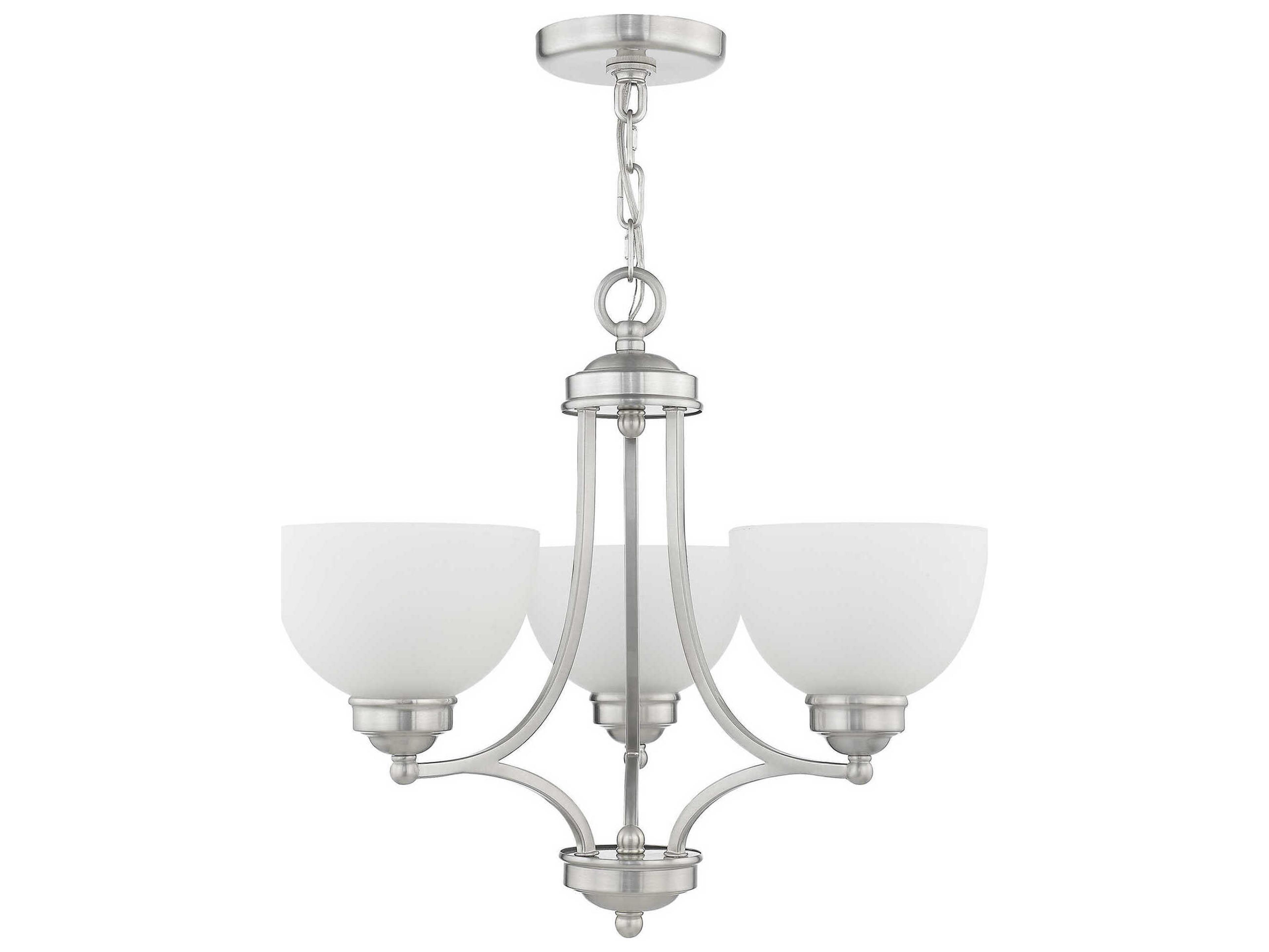 Livex Lighting Somerset 3-Light Brushed Nickel White Glass Bowl Chandelier