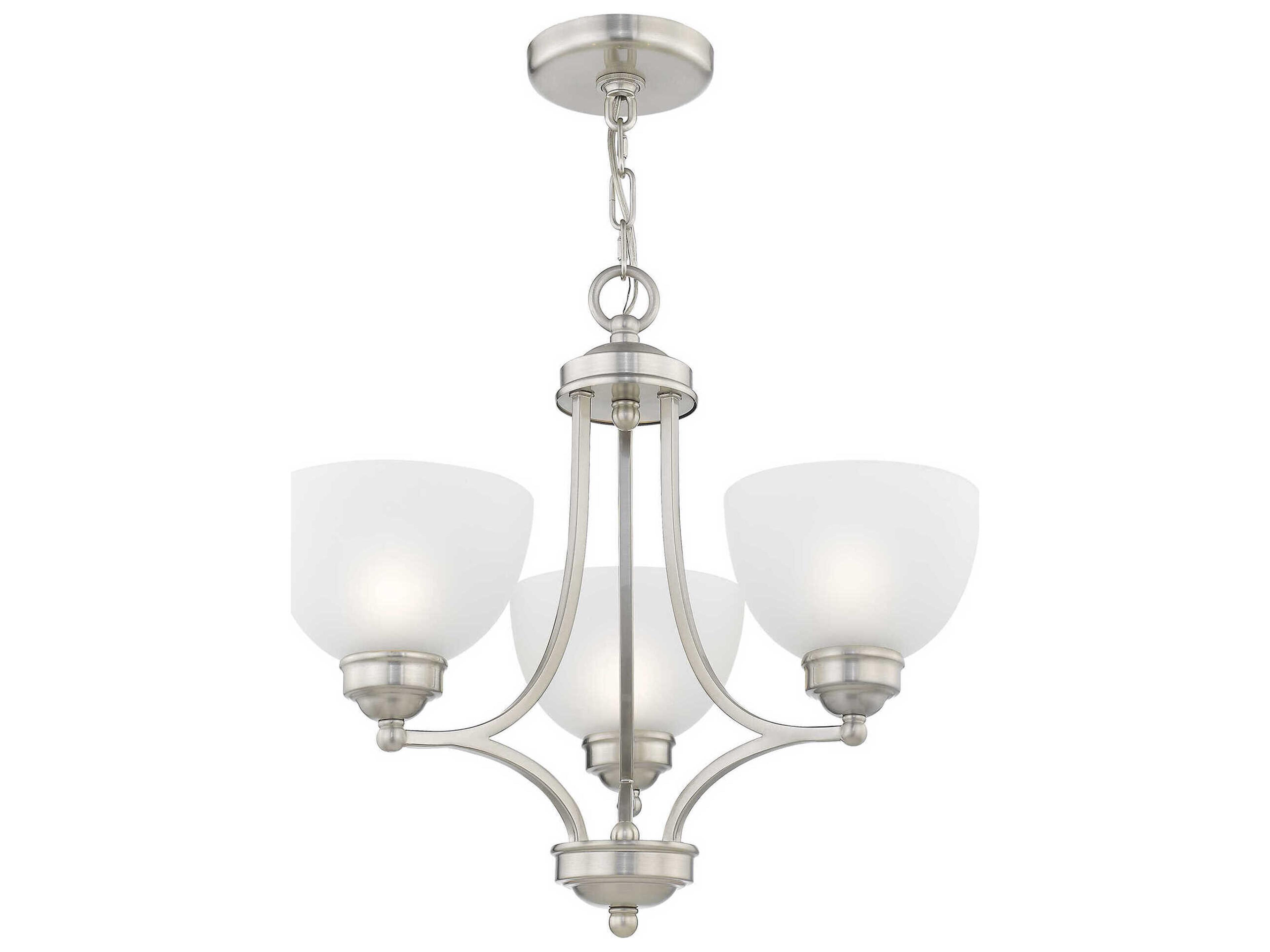 Livex Lighting Somerset 3-Light Brushed Nickel White Glass Bowl Chandelier
