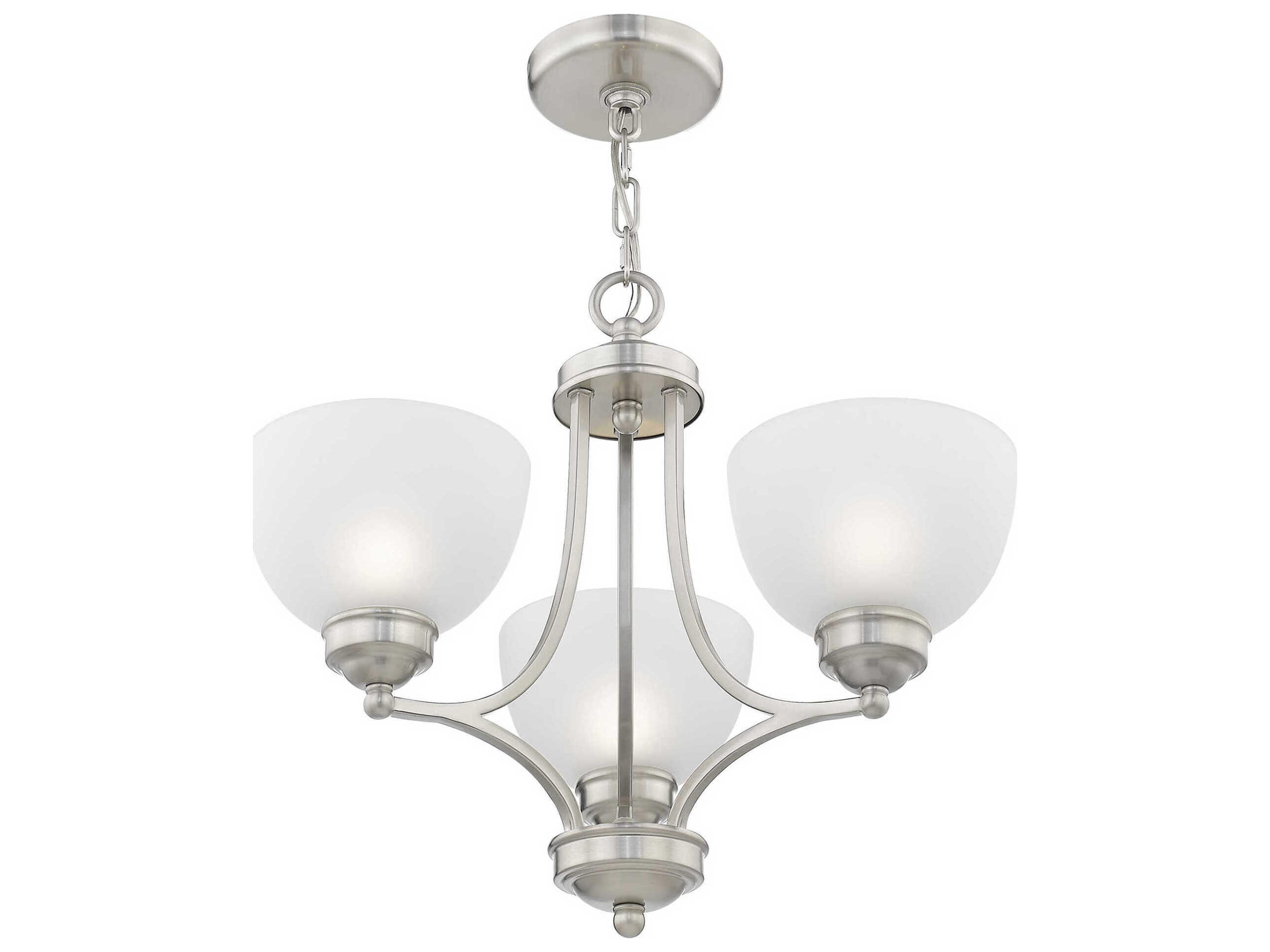 Livex Lighting Somerset 3-Light Brushed Nickel White Glass Bowl Chandelier