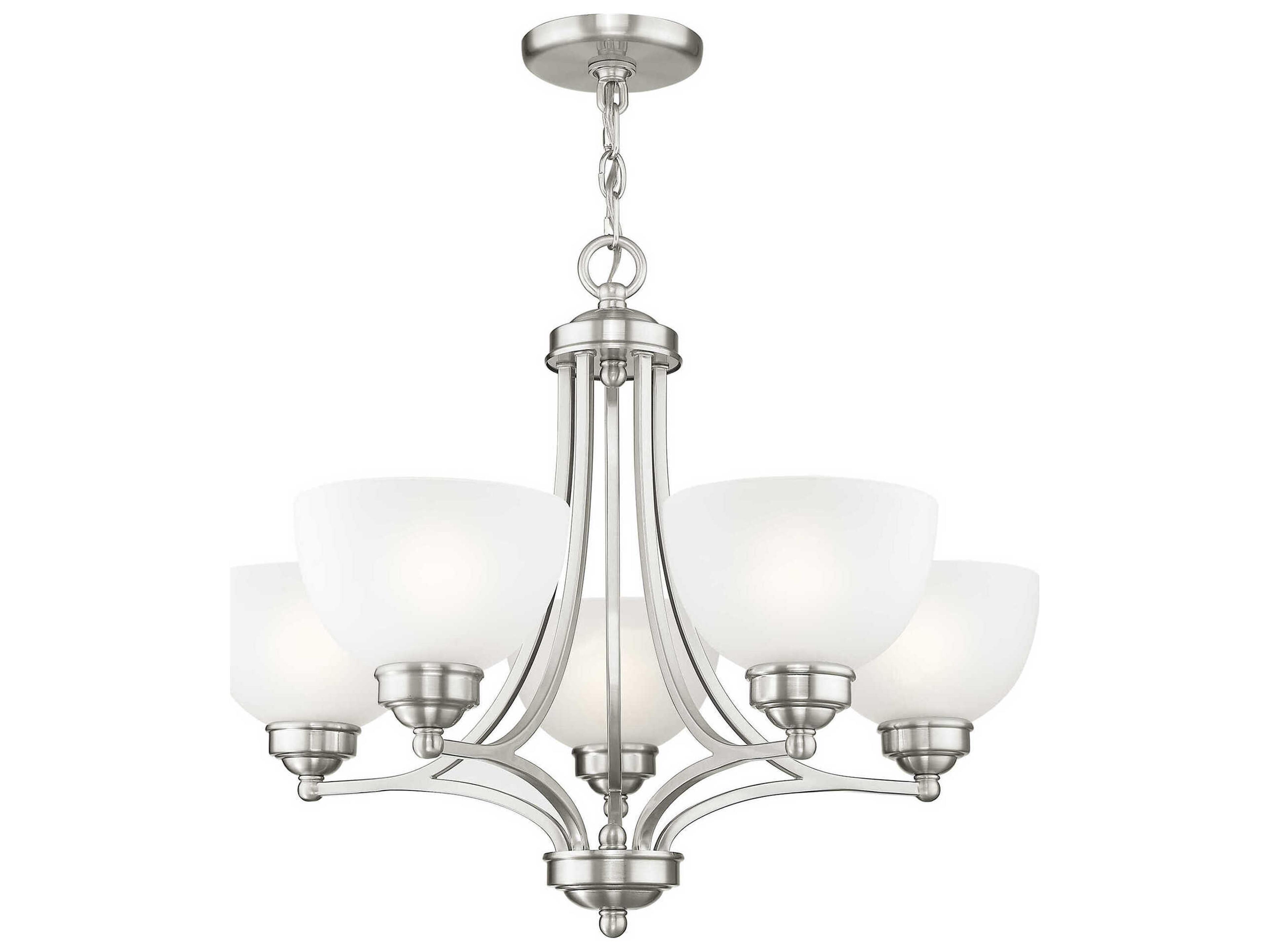 Livex Lighting Somerset 5-Light Brushed Nickel Glass Bowl Chandelier