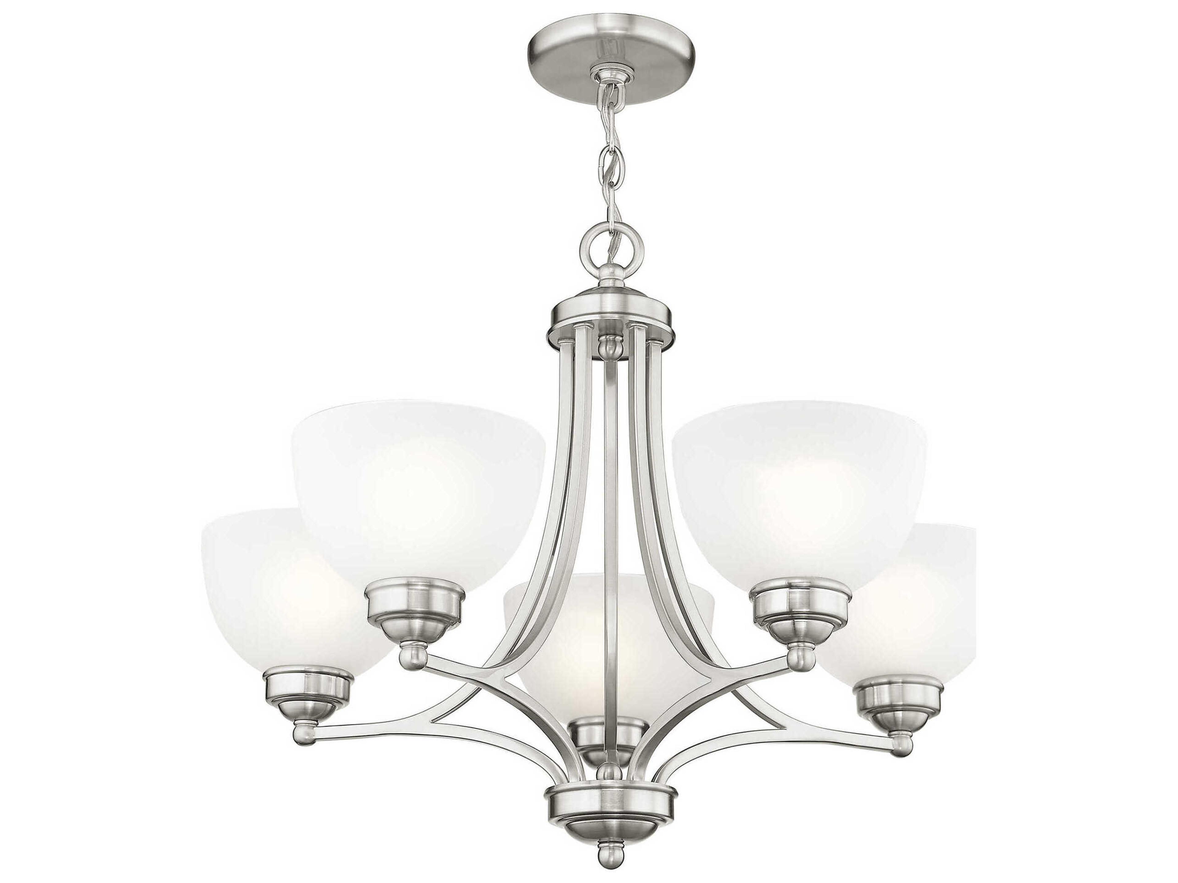 Livex Lighting Somerset 5-Light Brushed Nickel Glass Bowl Chandelier