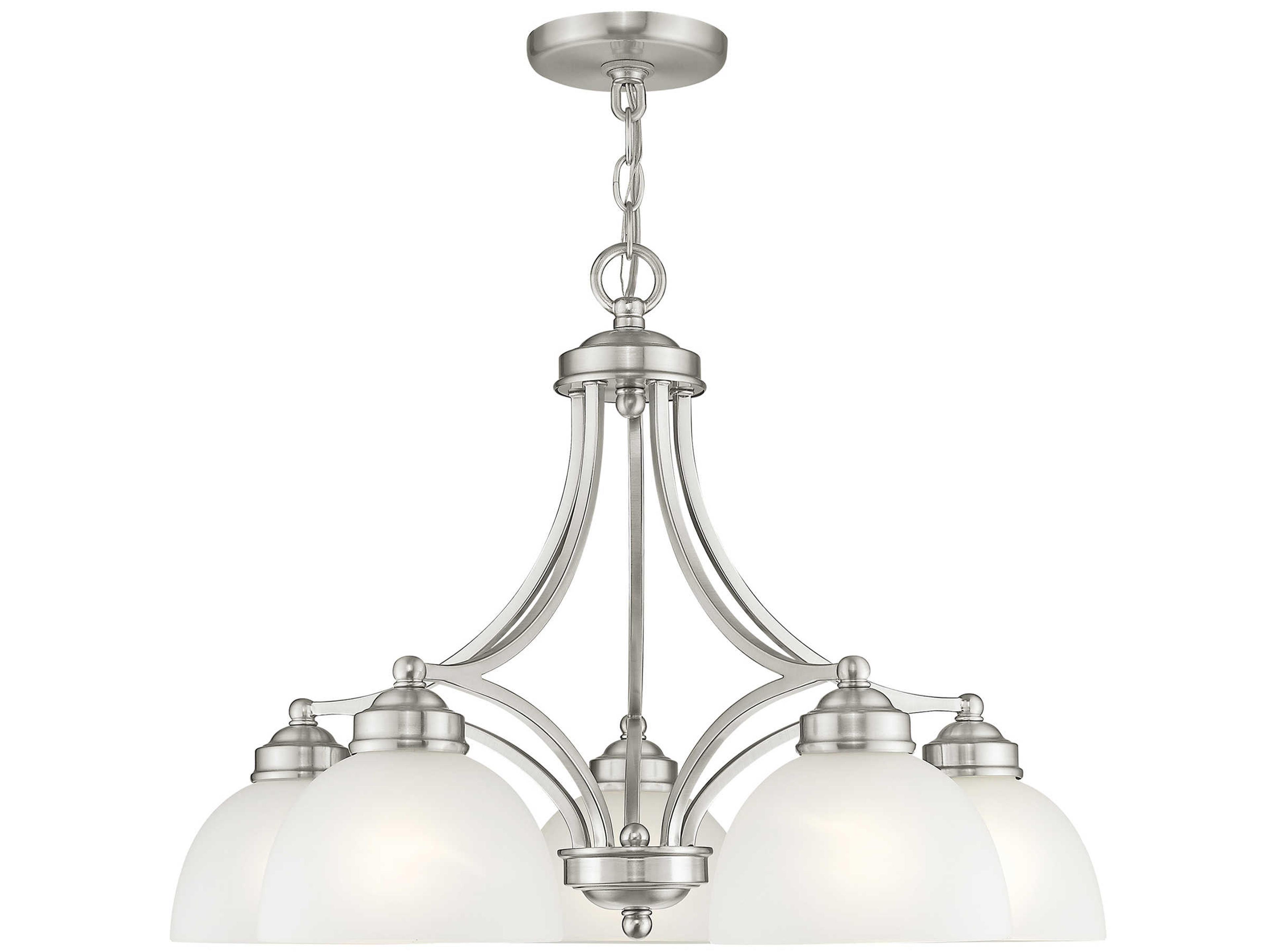 Somerset 5-Light Brushed Nickel Glass Bowl Dome Geometric Chandelier