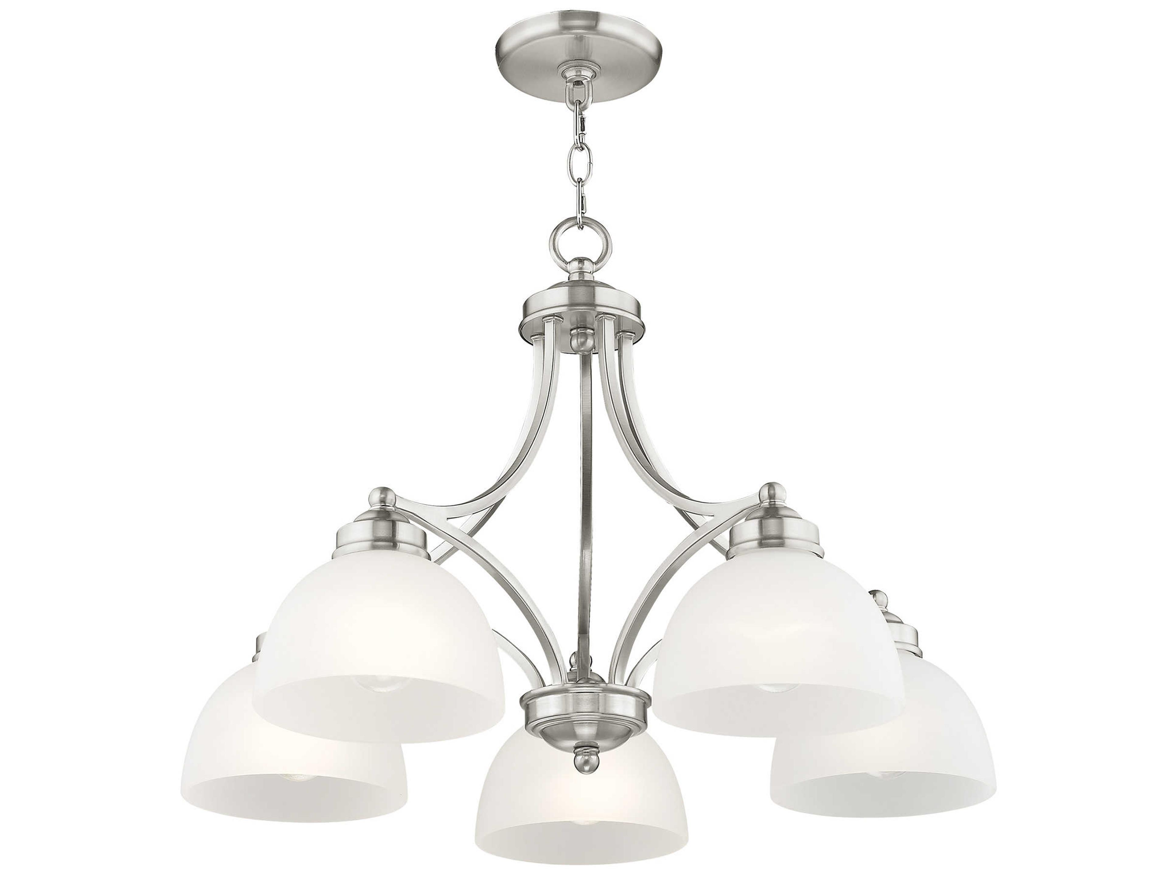 Livex Lighting Somerset 5-Light Brushed Nickel Glass Bowl Dome Geometric Chandelier