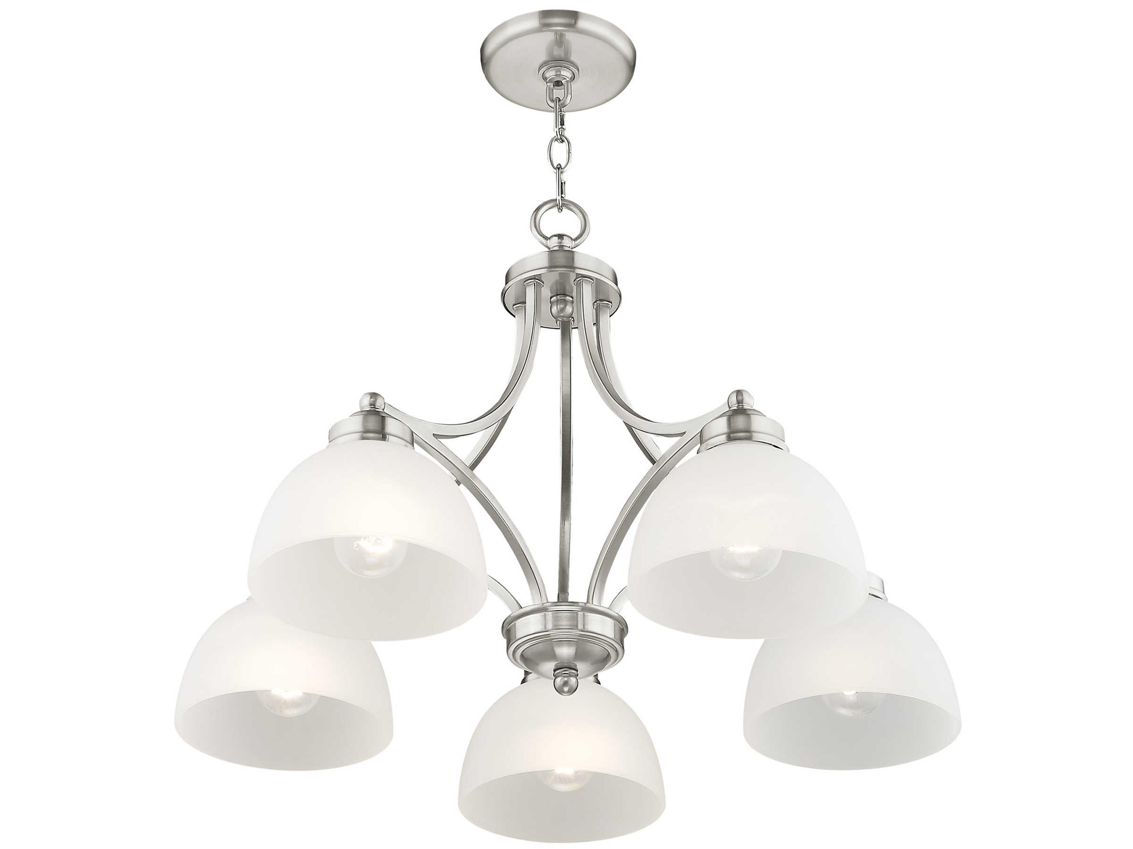 Livex Lighting Somerset 5-Light Brushed Nickel Glass Bowl Dome Geometric Chandelier