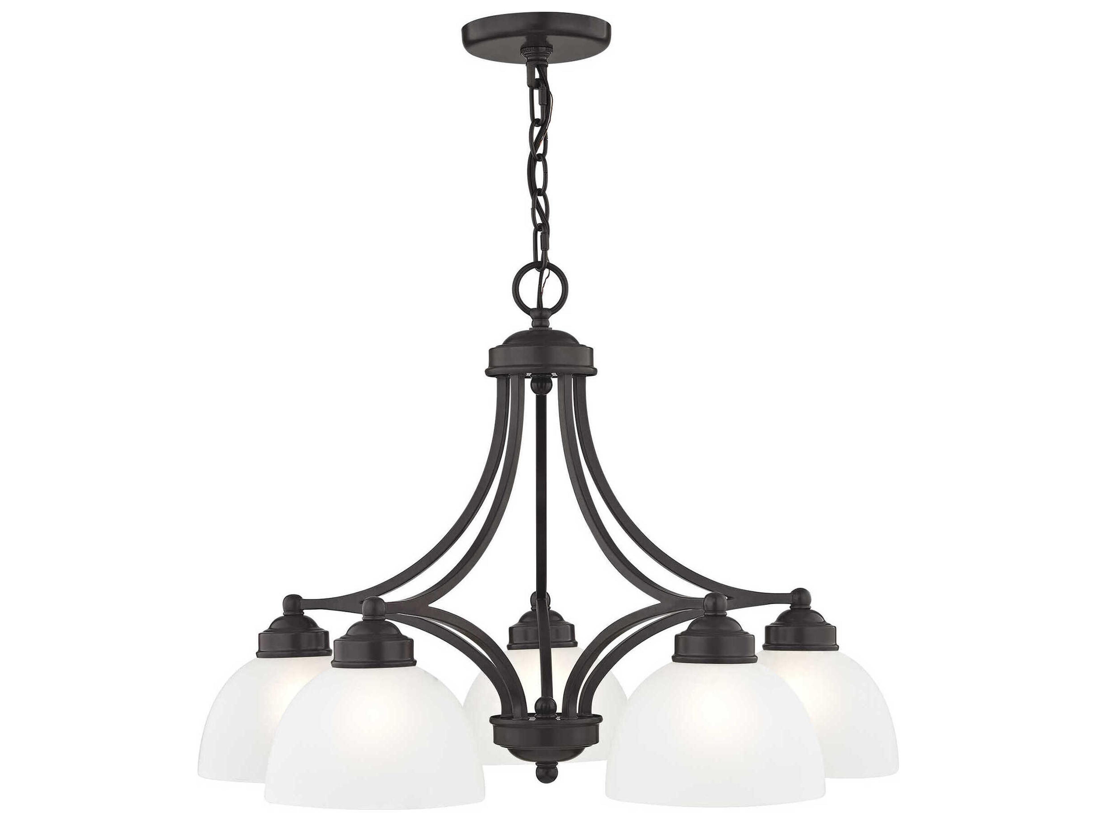 Somerset 5-Light English Bronze Glass Dome Geometric Chandelier