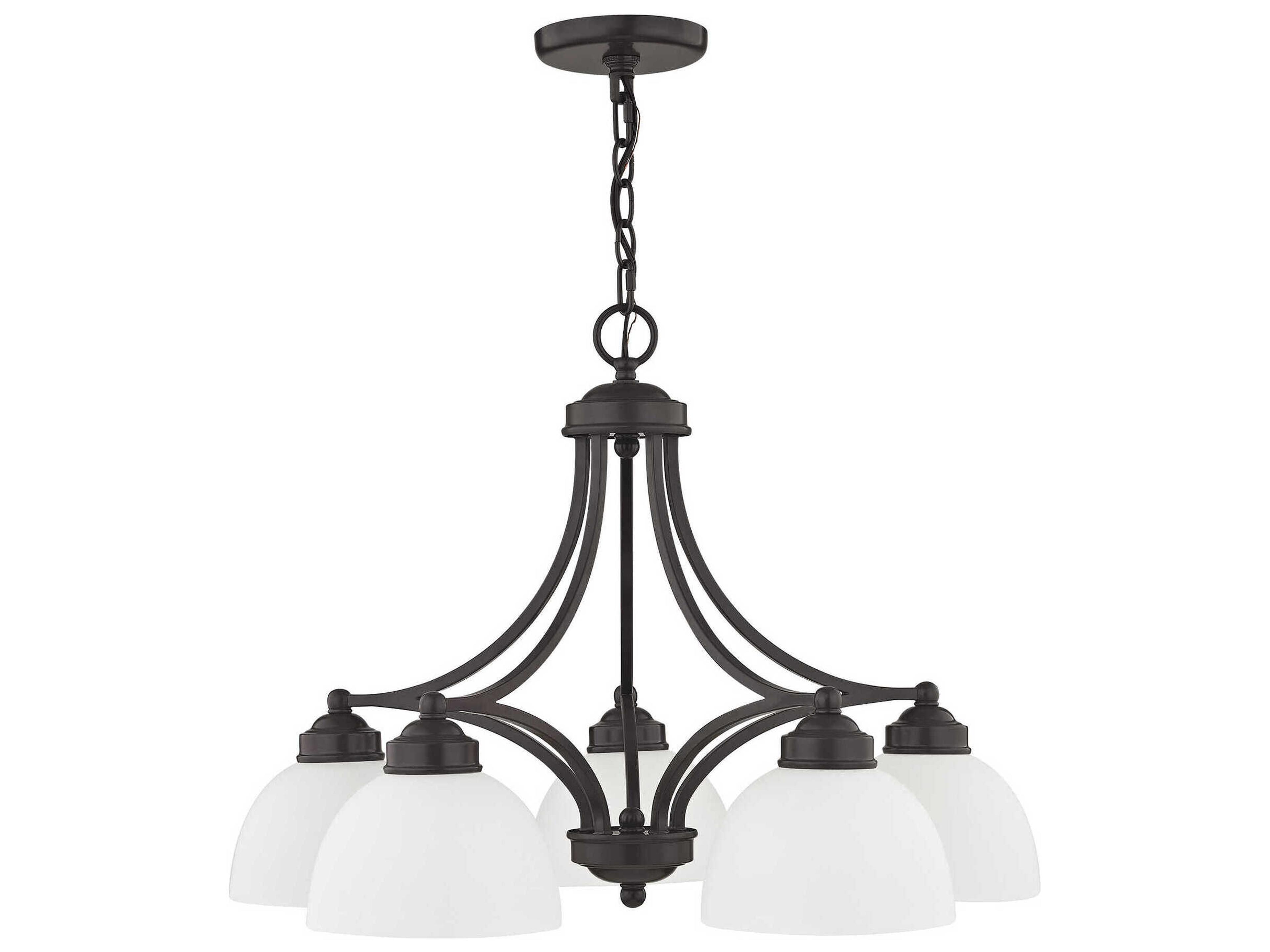 Livex Lighting Somerset 5-Light English Bronze Glass Dome Geometric Chandelier