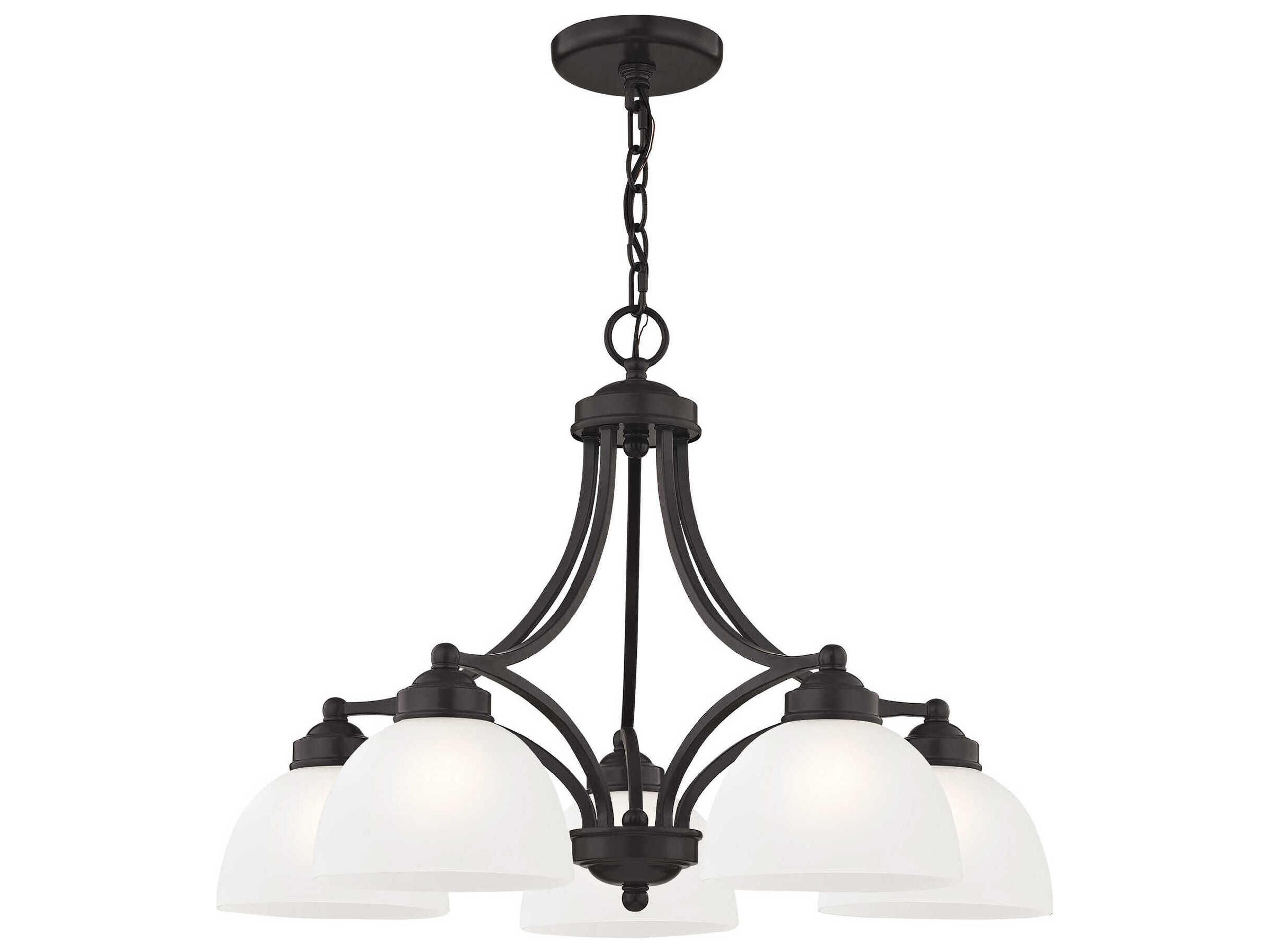 Livex Lighting Somerset 5-Light English Bronze Glass Dome Geometric Chandelier