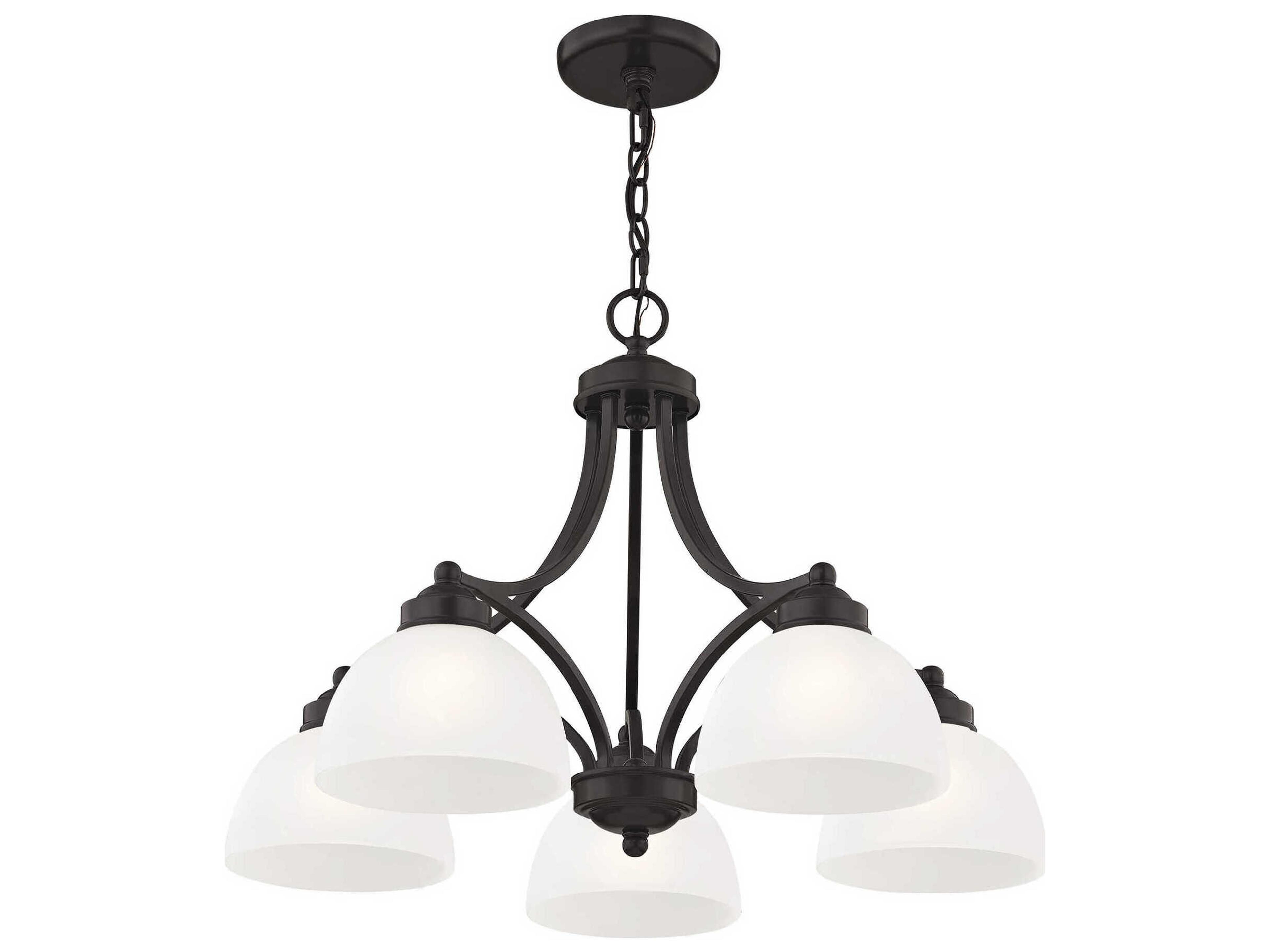 Livex Lighting Somerset 5-Light English Bronze Glass Dome Geometric Chandelier