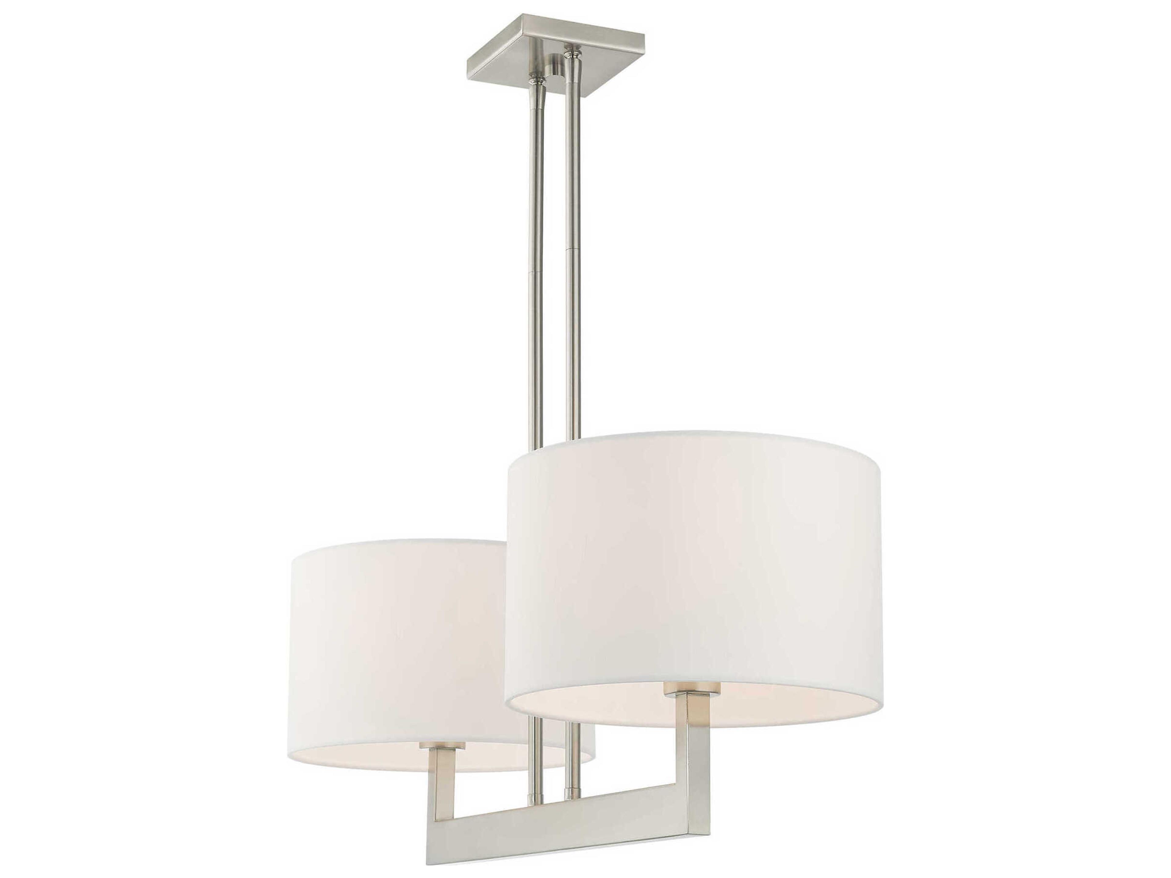 Livex Lighting Hayworth 2-Light Brushed Nickel Drum Island Pendant