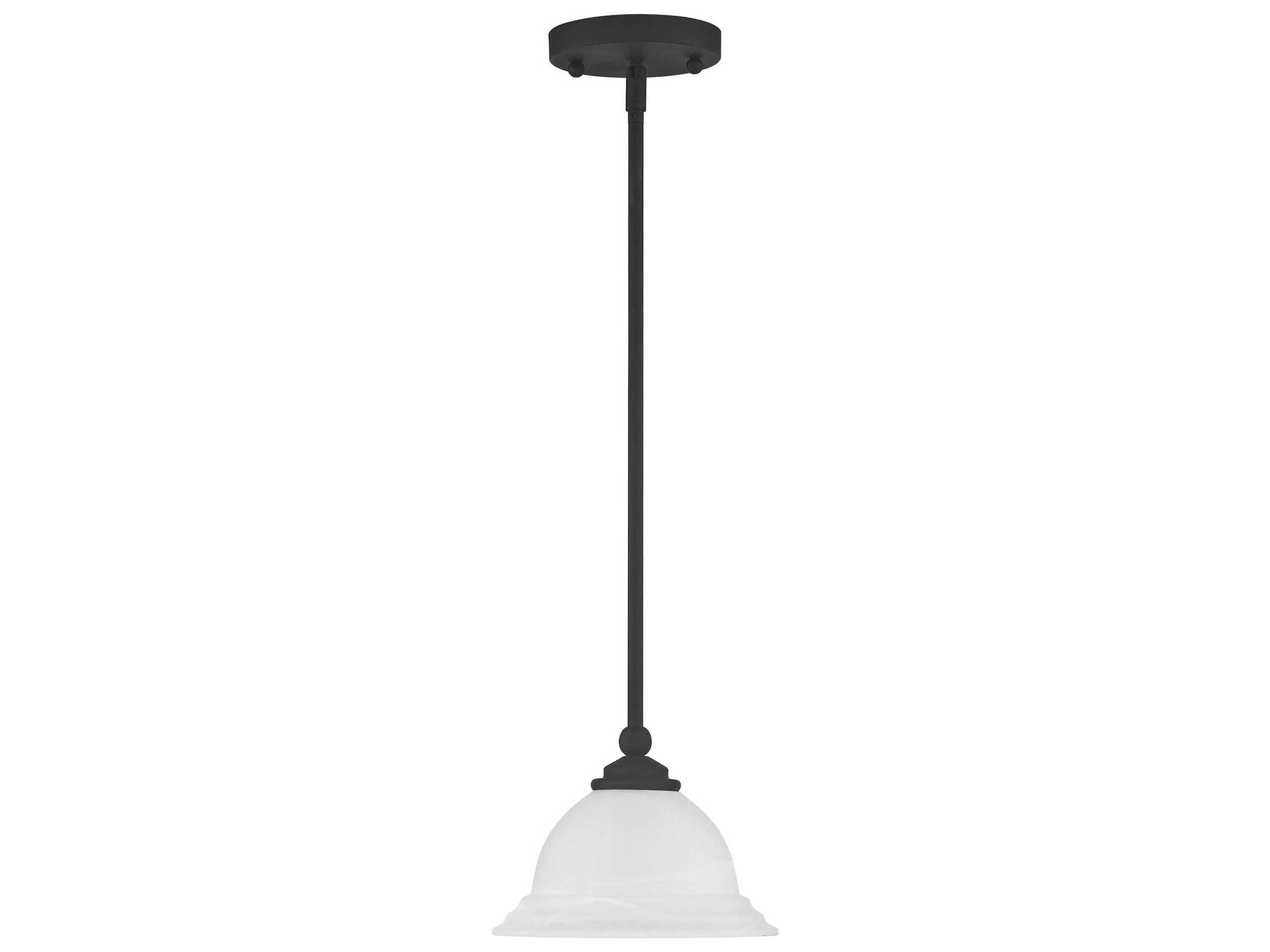 Livex Lighting North Port 1-Light Black Glass Bell Mini Pendant