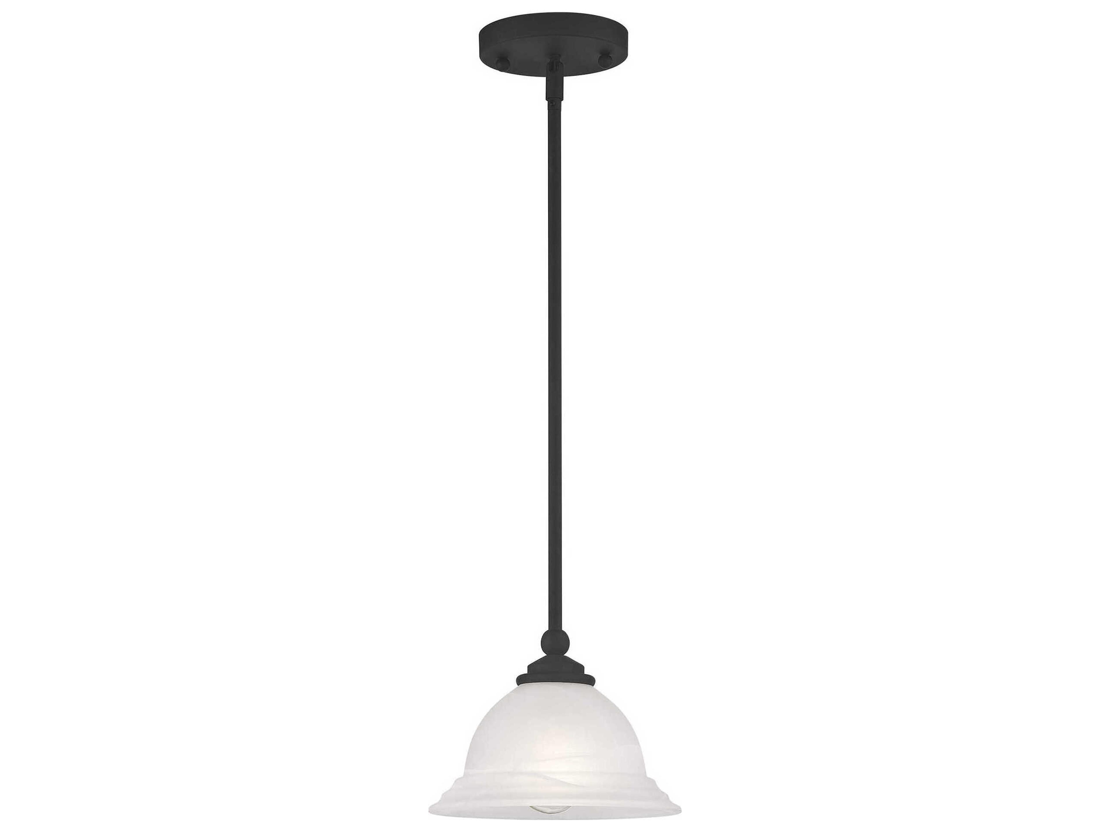 Livex Lighting North Port 1-Light Black Glass Bell Mini Pendant