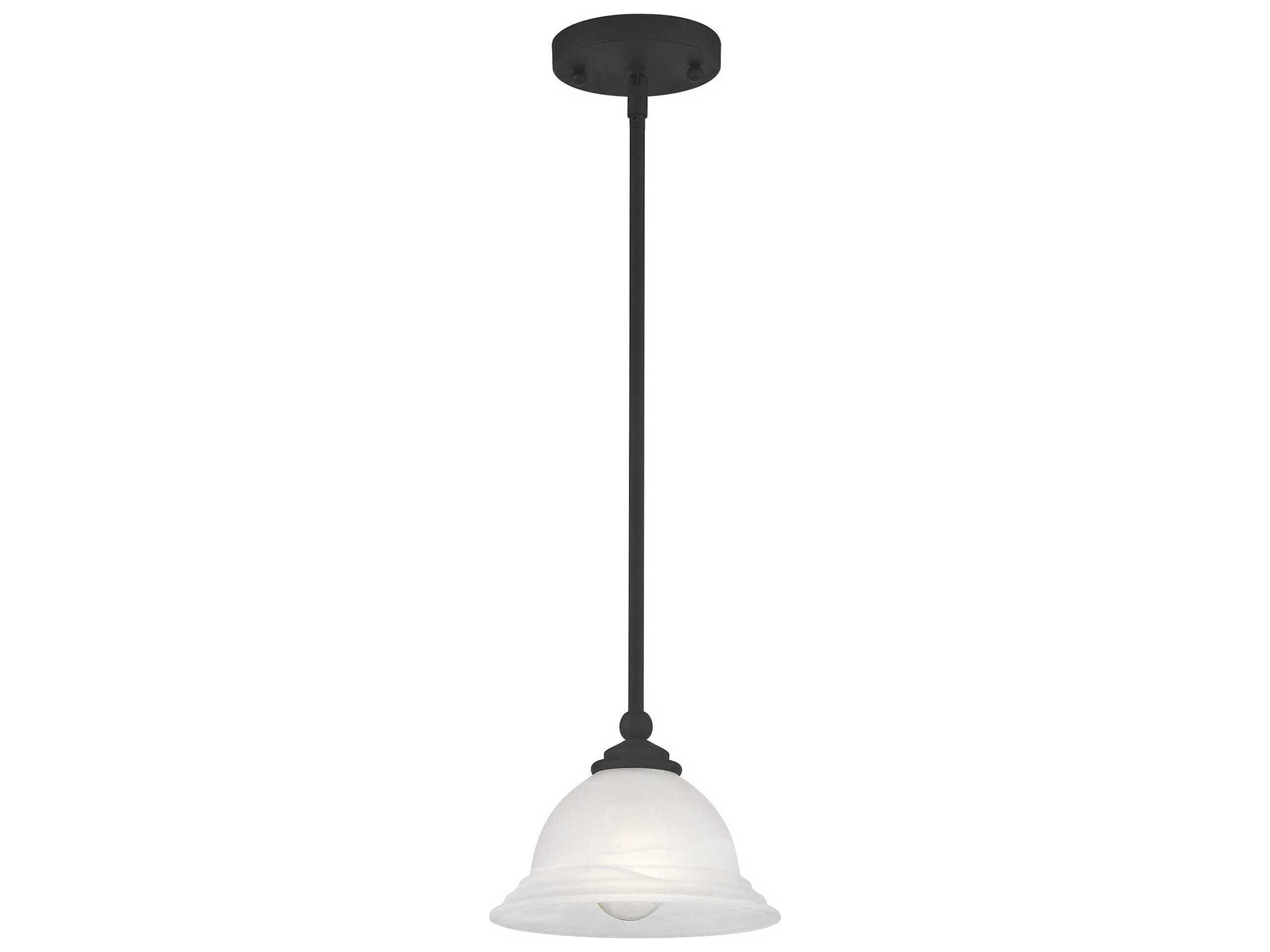 Livex Lighting North Port 1-Light Black Glass Bell Mini Pendant