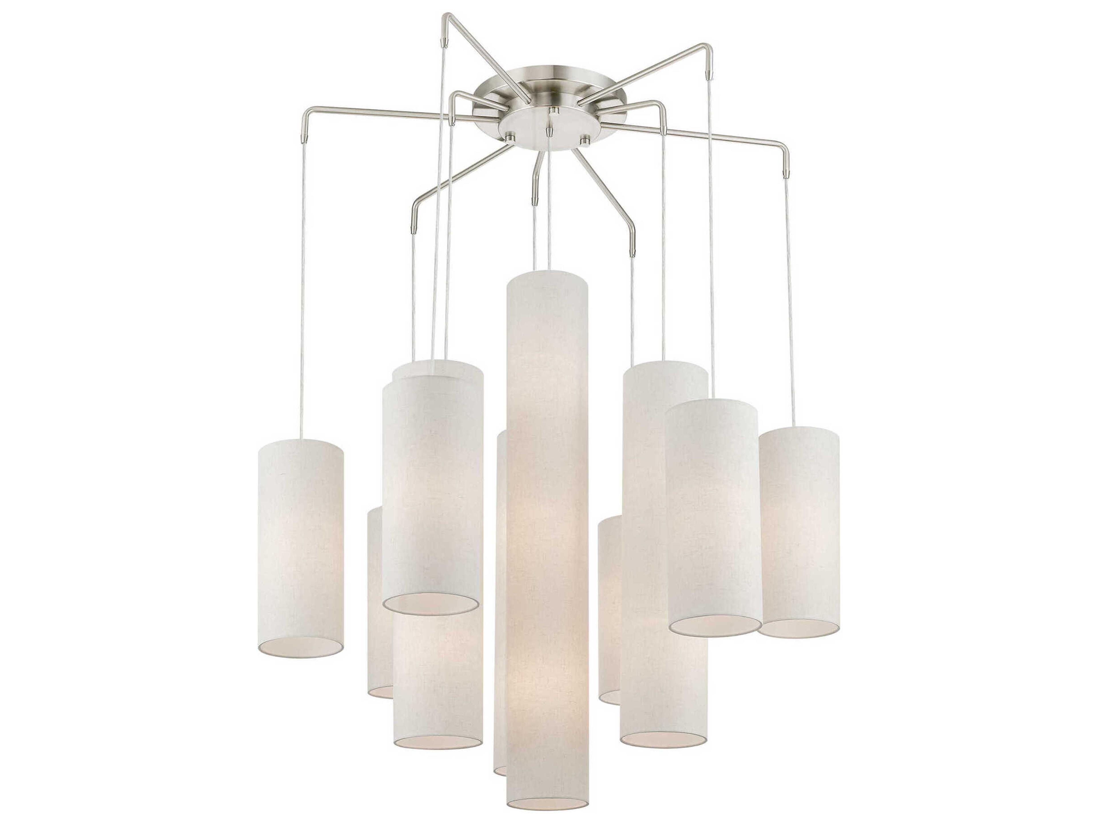 Livex Lighting Strathmore 15-Light Brushed Nickel Cylinder Pendant