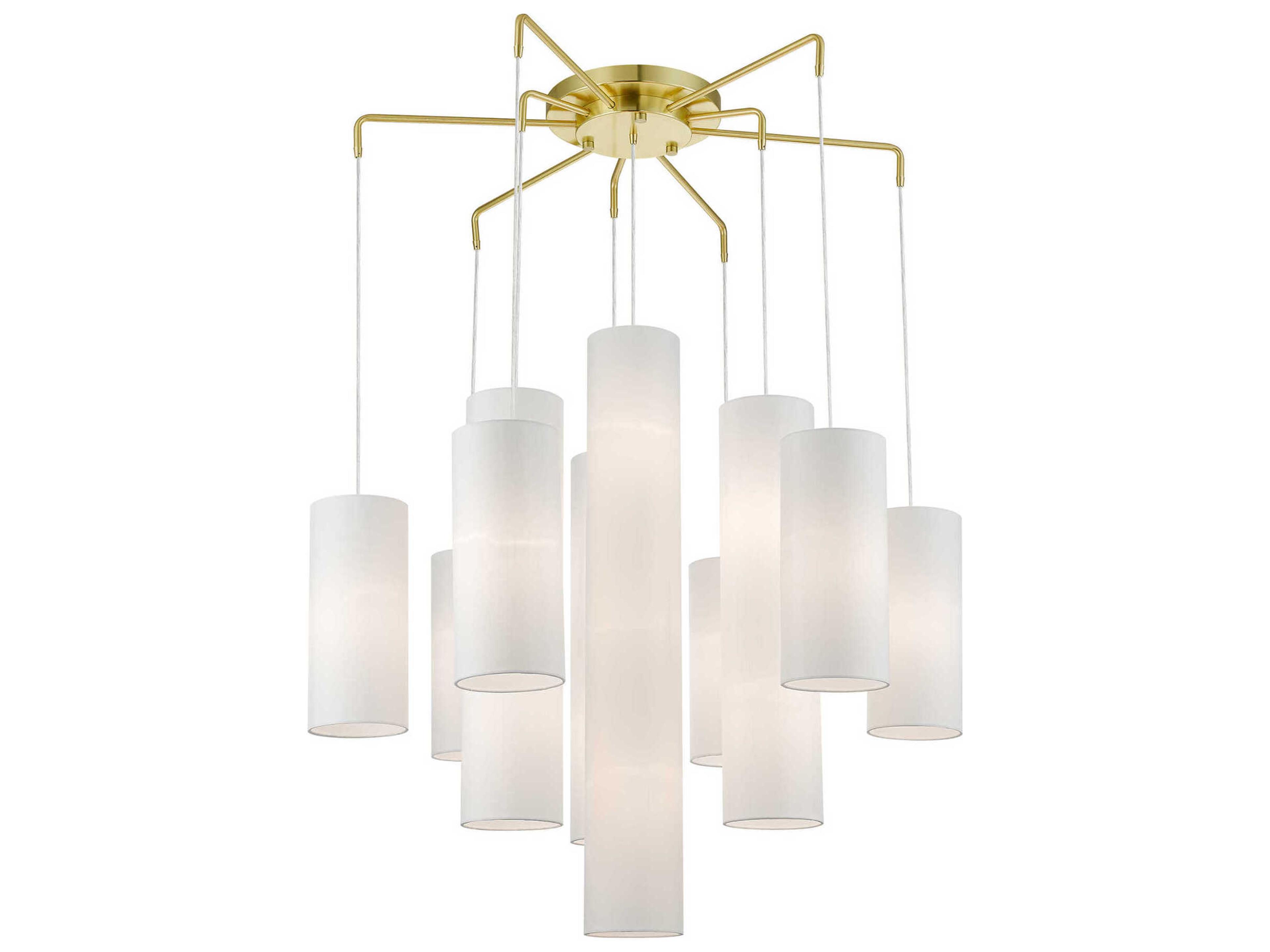 Livex Lighting Strathmore 15-Light Satin Brass Cylinder Pendant
