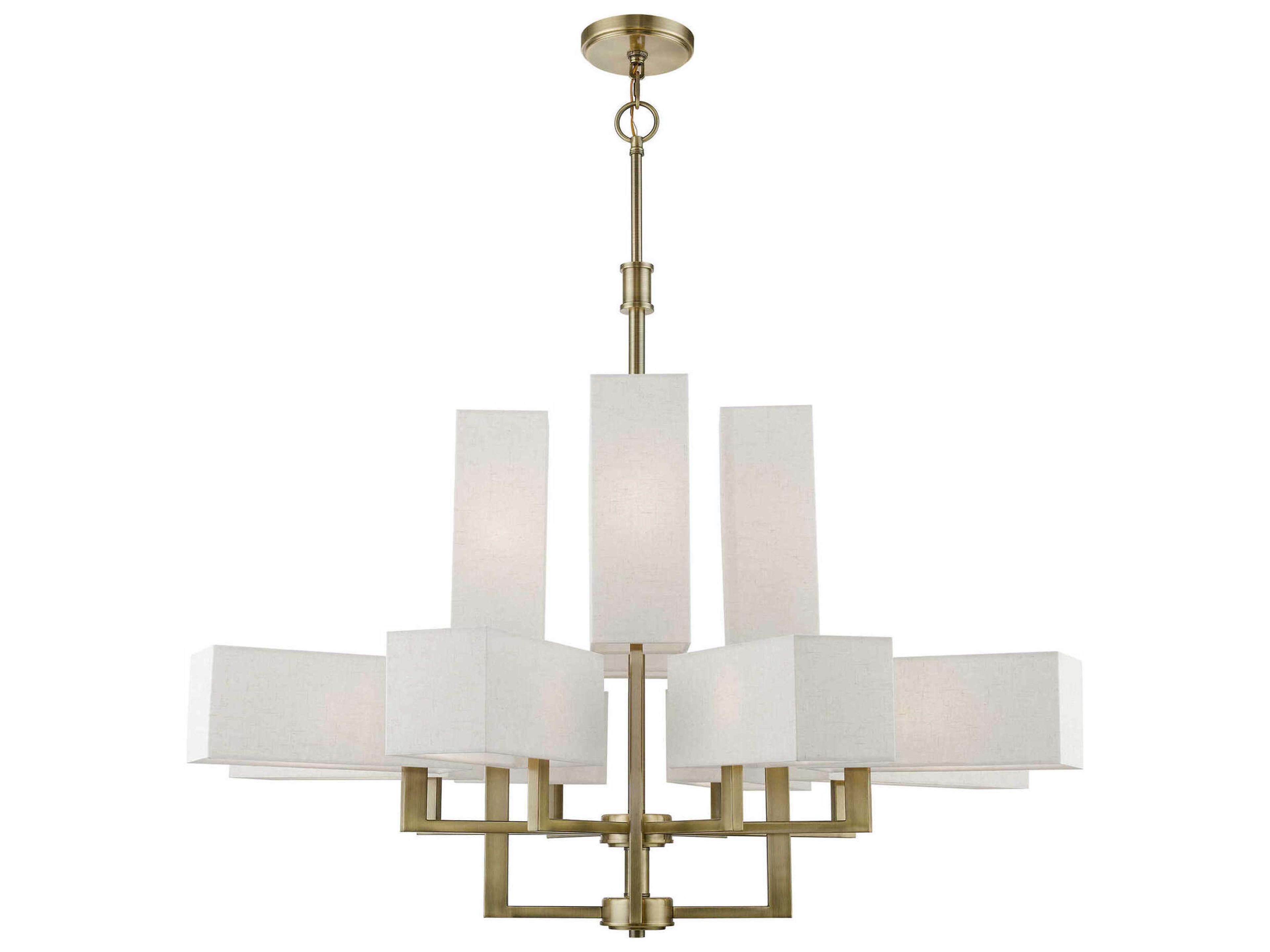Rubix 12-Light Antique Brass Geometric Tiered Chandelier