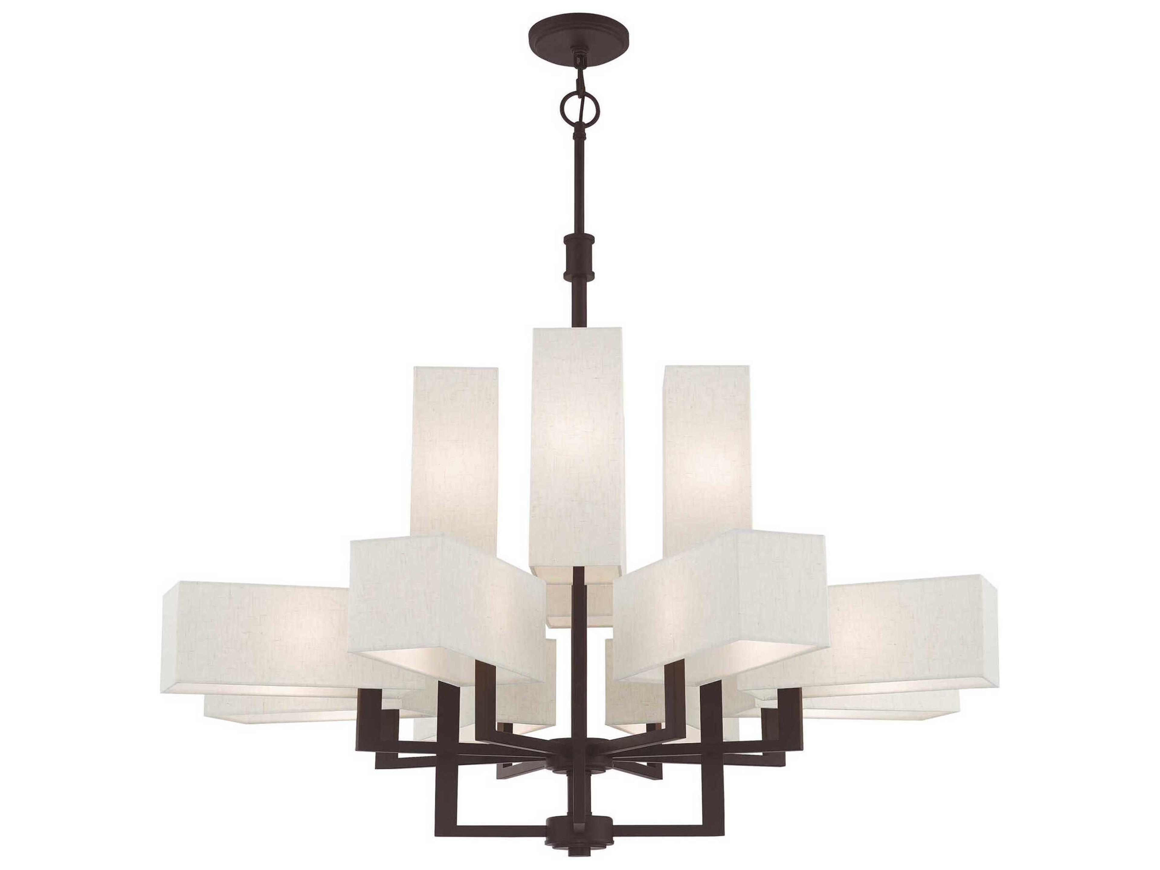 Livex Lighting Rubix 12-Light Bronze White Chandelier