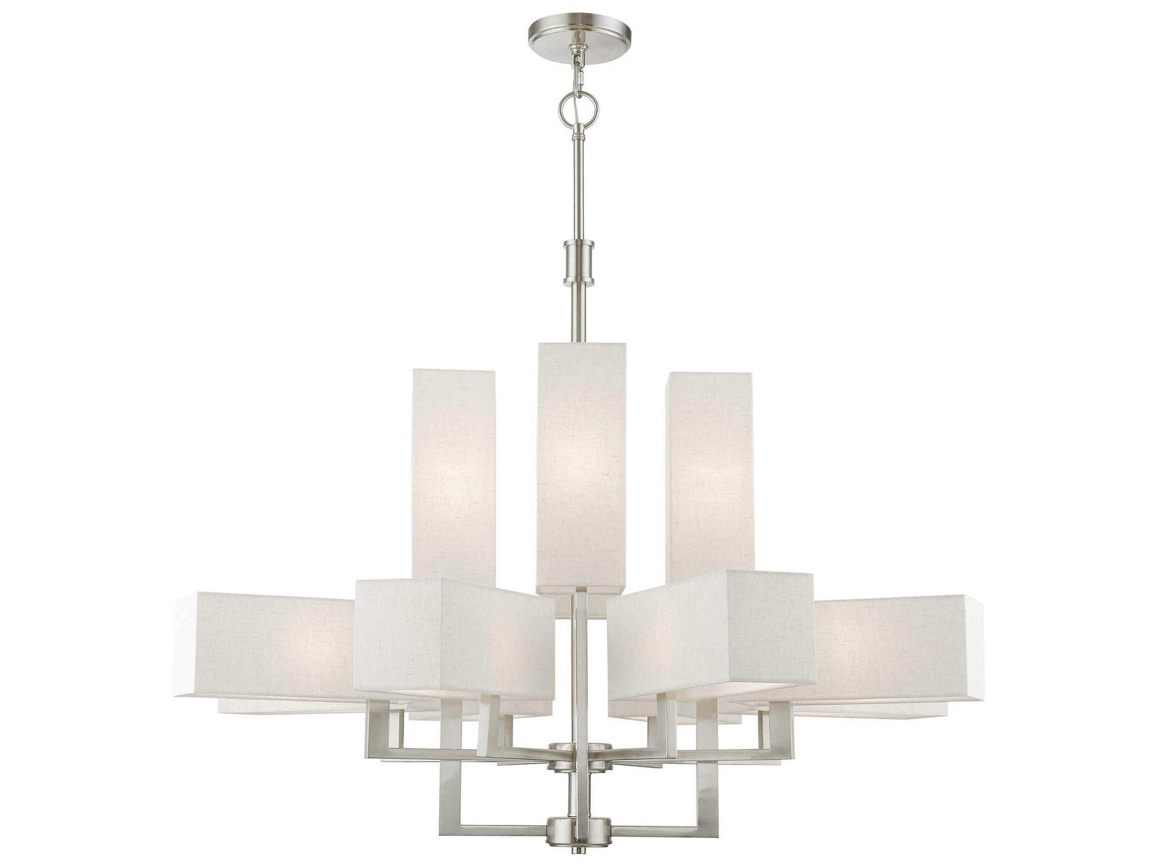 Rubix 12-Light Brushed Nickel Geometric Tiered Chandelier