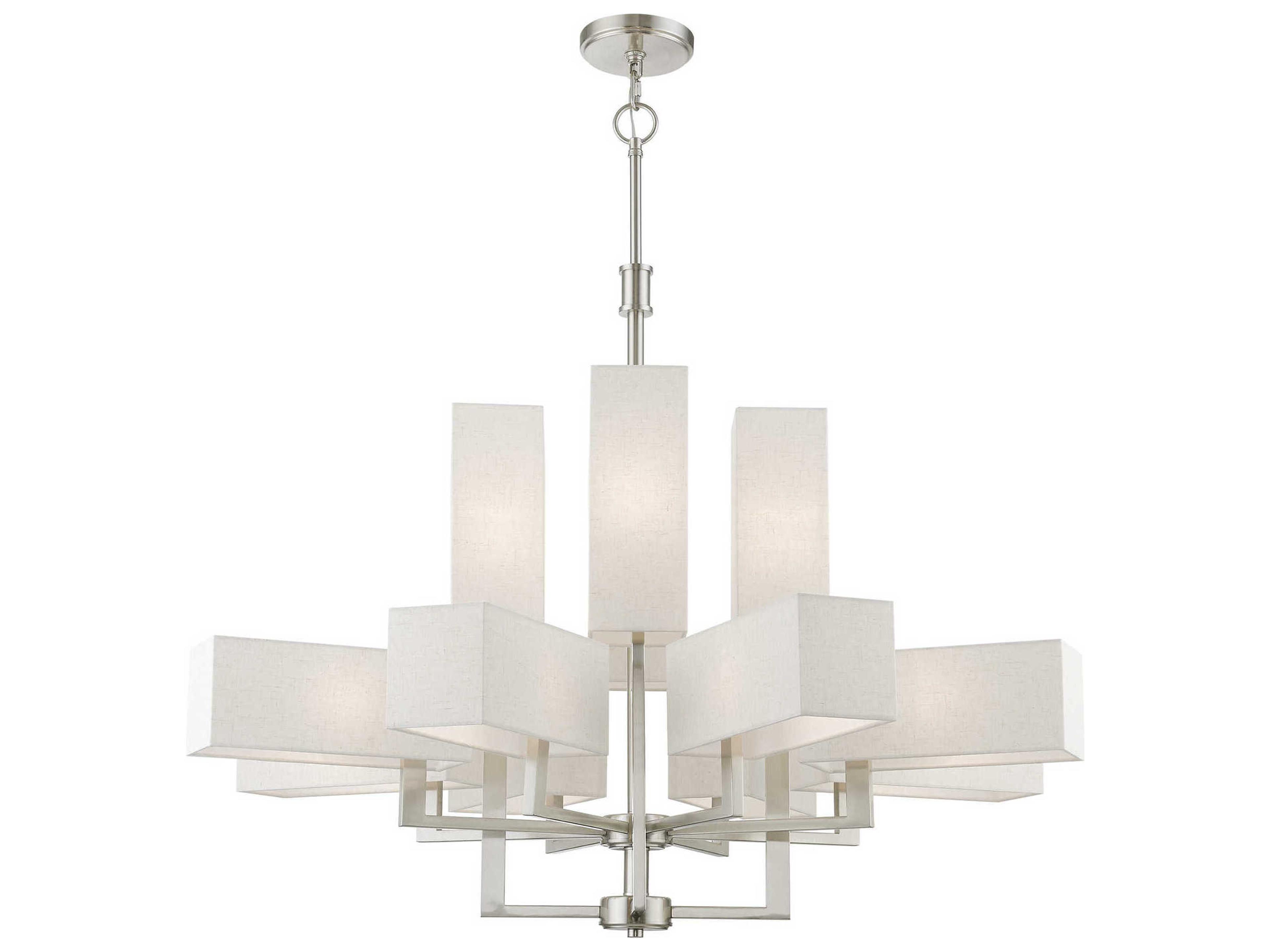 Livex Lighting Rubix 12-Light Brushed Nickel Geometric Tiered Chandelier