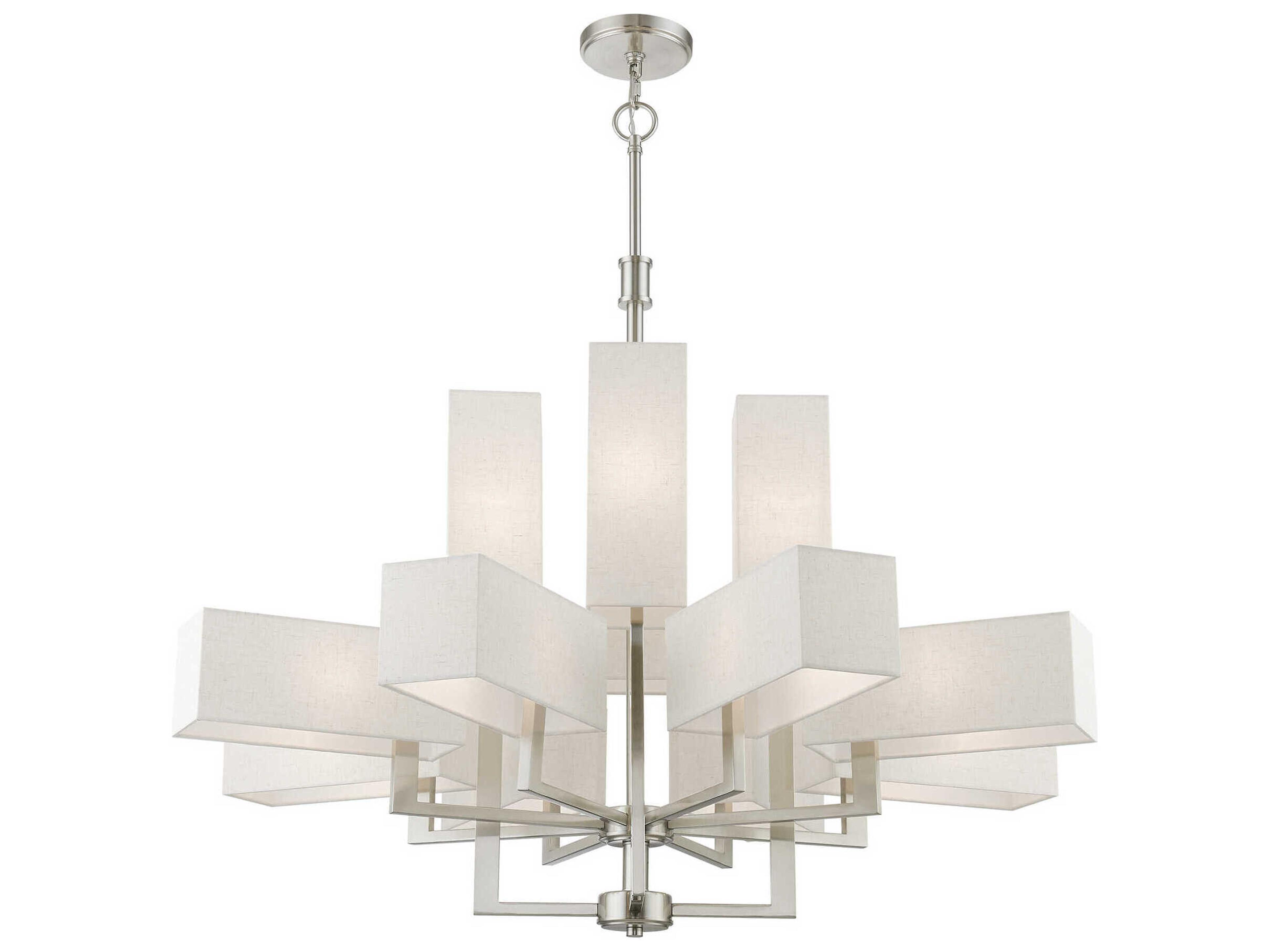 Livex Lighting Rubix 12-Light Brushed Nickel Geometric Tiered Chandelier