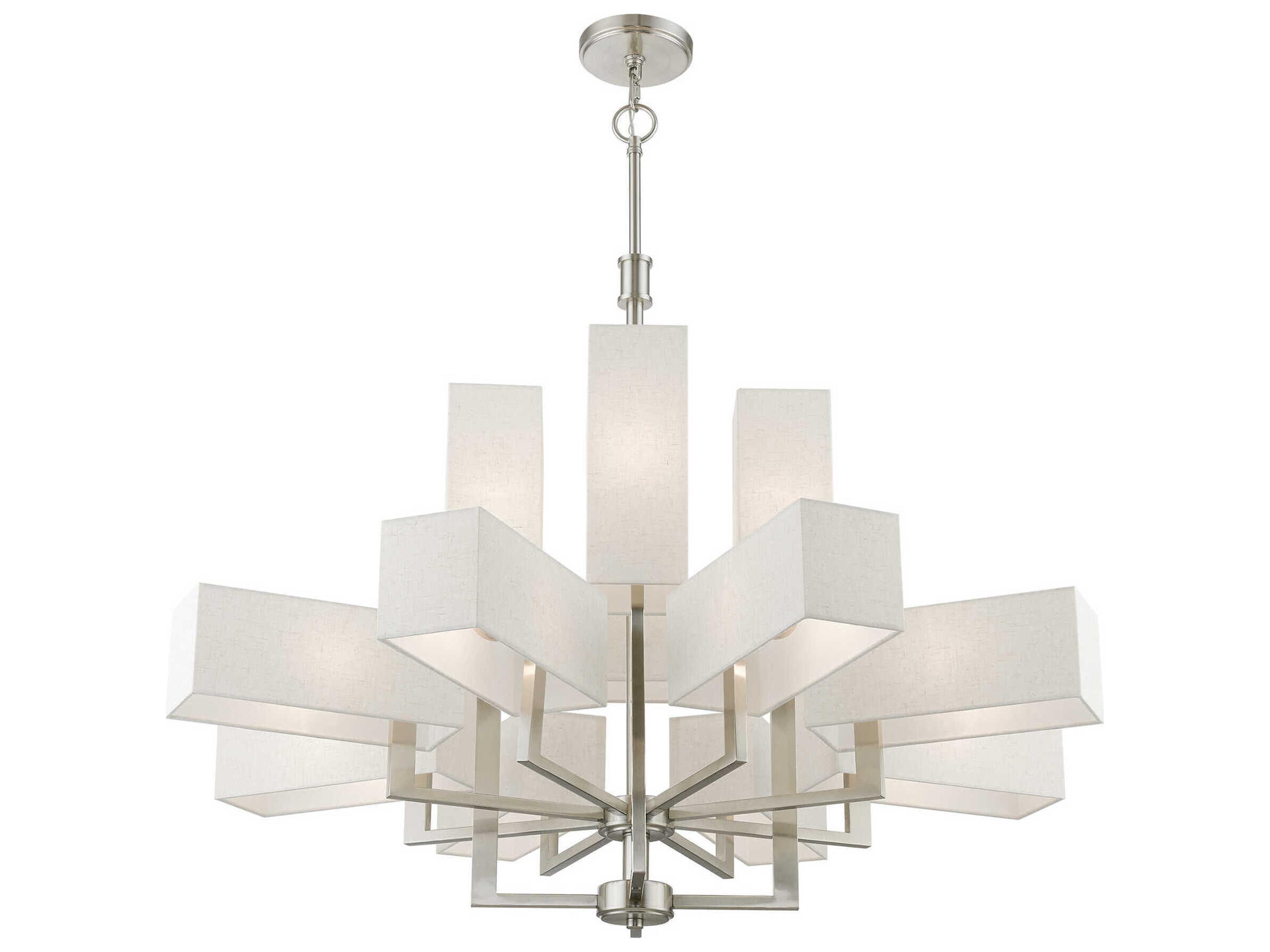Livex Lighting Rubix 12-Light Brushed Nickel Geometric Tiered Chandelier