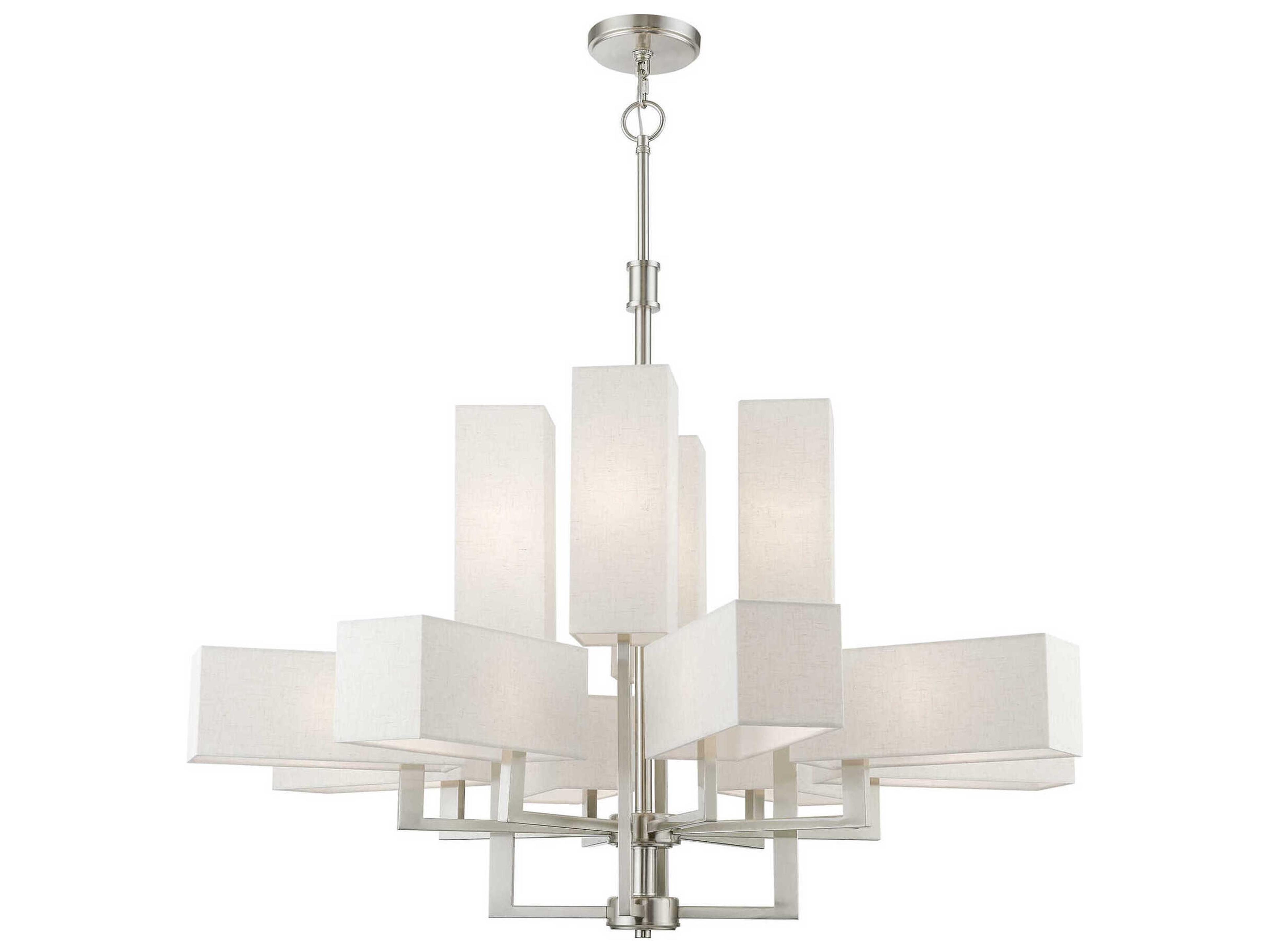 Livex Lighting Rubix 12-Light Brushed Nickel Geometric Tiered Chandelier