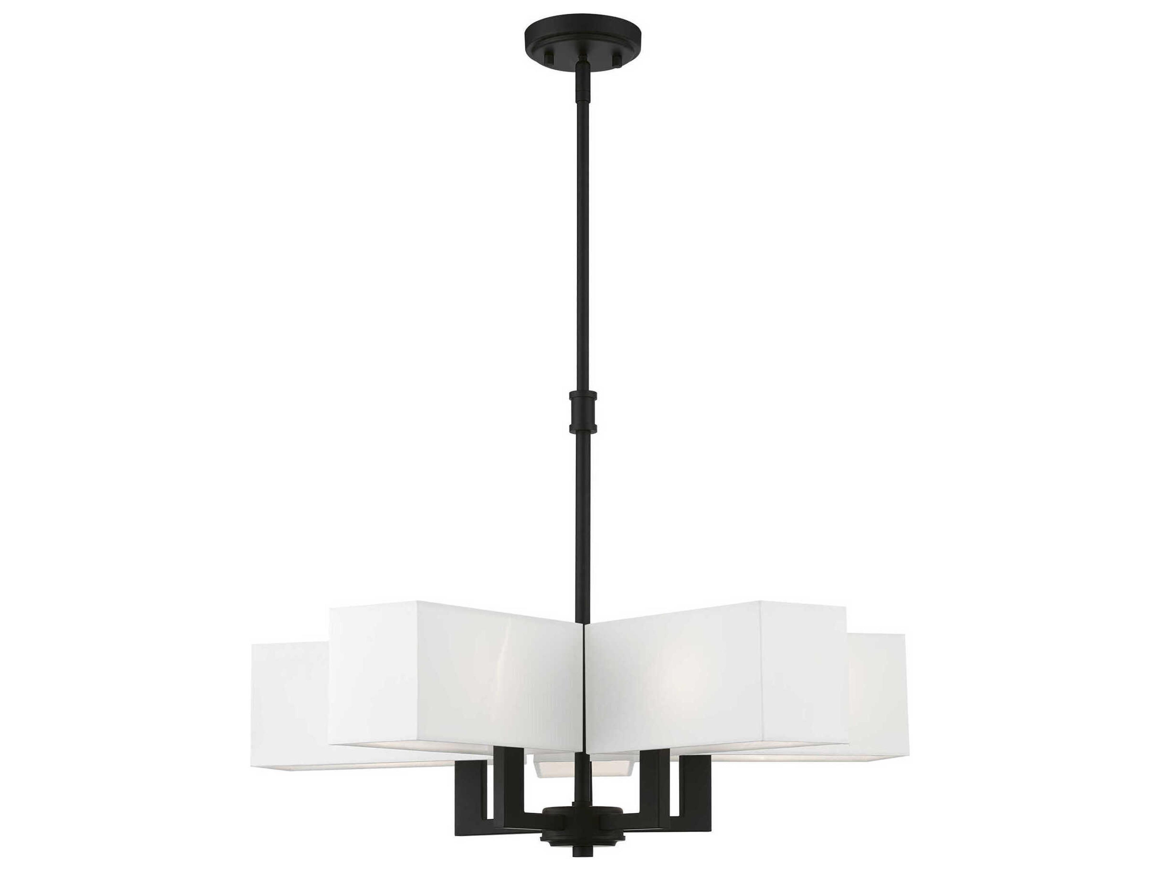 Rubix 5-Light Satin Brass Black Geometric Chandelier