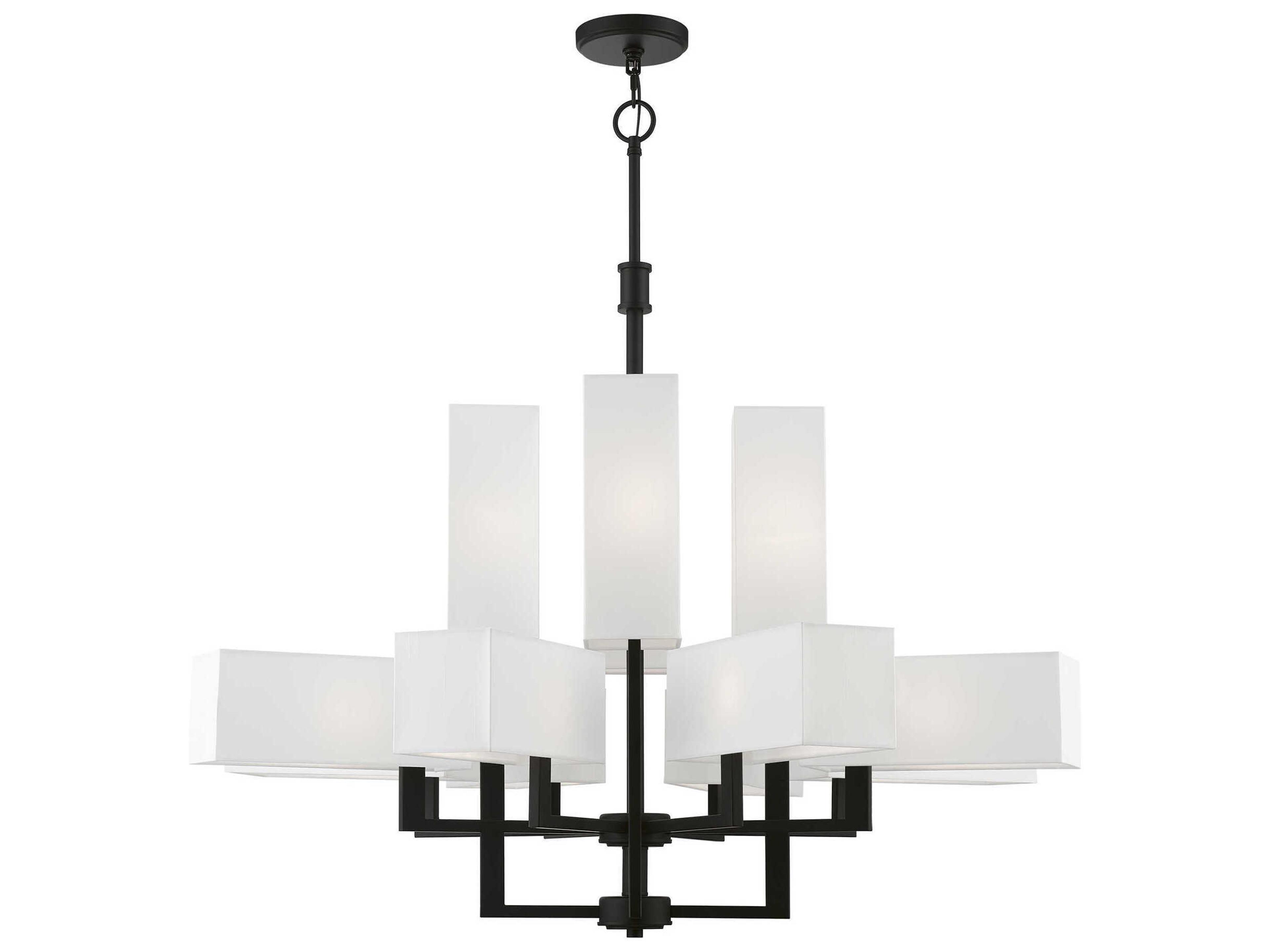 Rubix 12-Light Black Geometric Tiered Chandelier