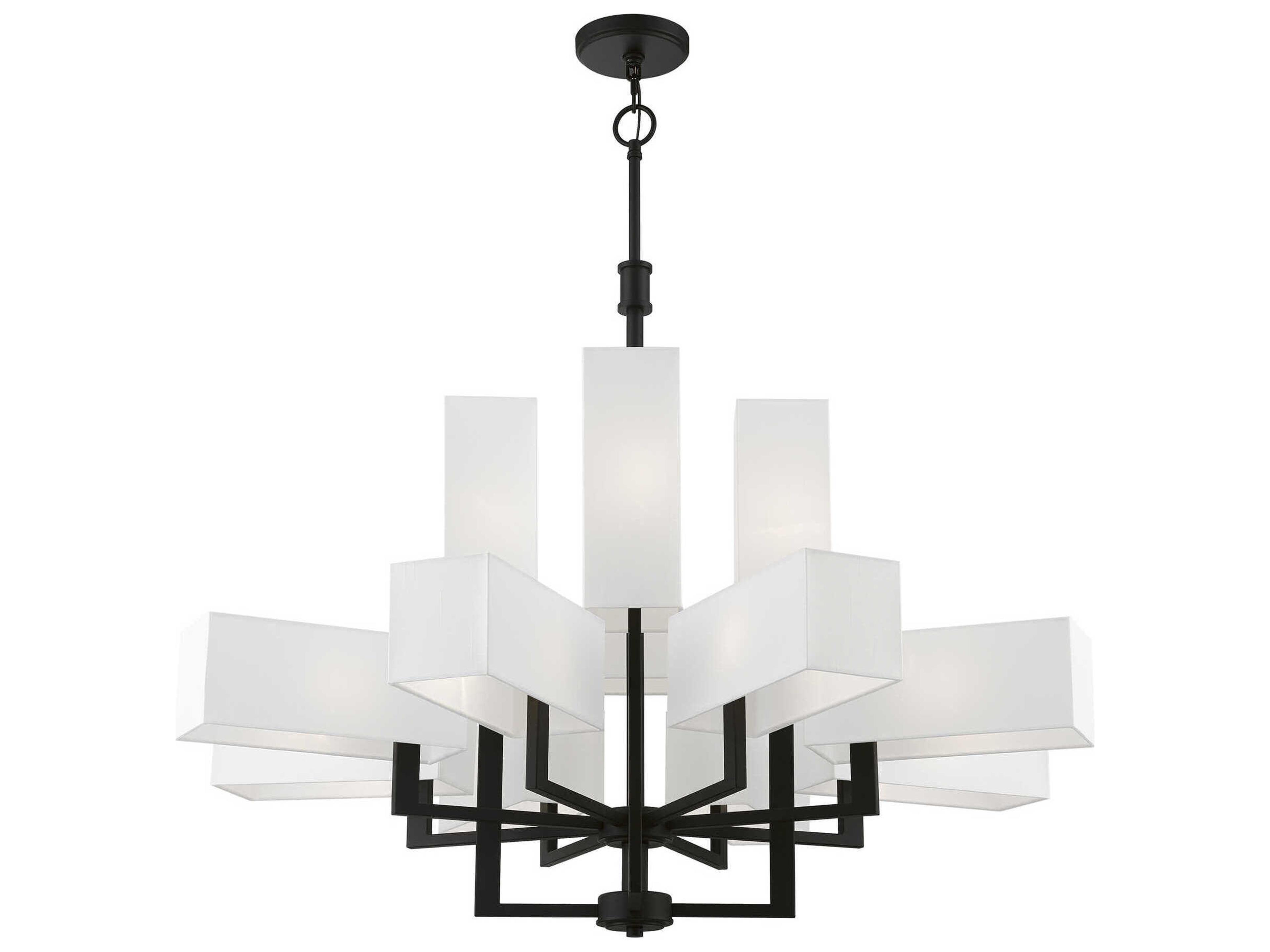 Livex Lighting Rubix 12-Light Black Geometric Tiered Chandelier
